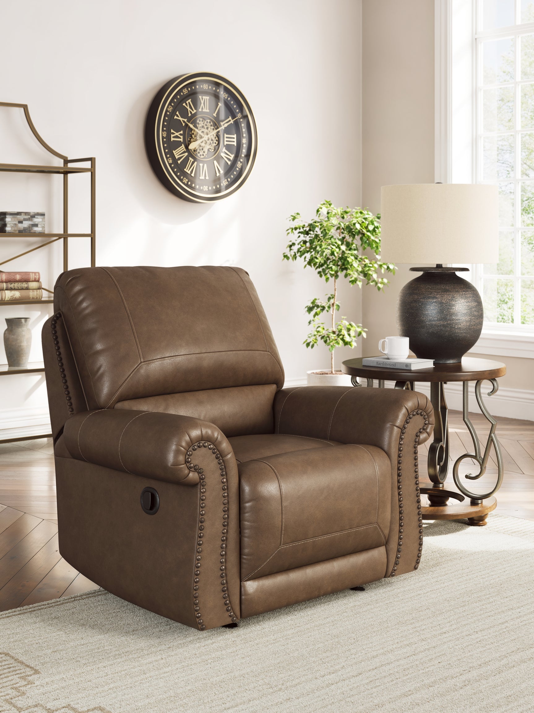 Chasemore Earth Faux Leather Swivel Glider Recliner