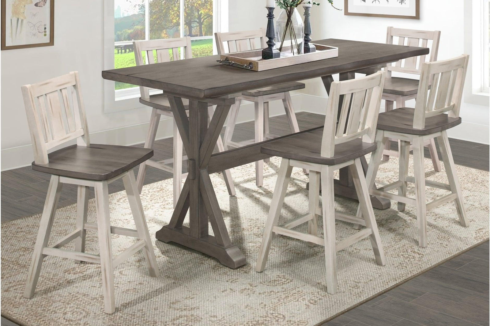 Amsonia White Gray Counter Height Set