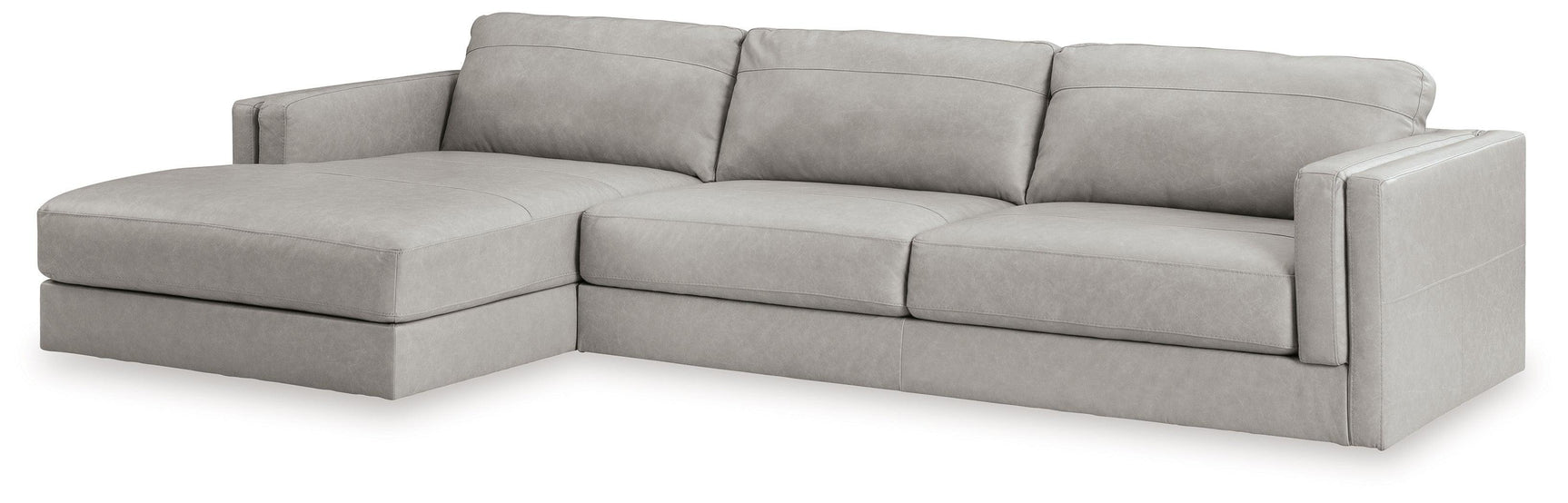 Amiata Glacier Leather 2-Piece Sectional With Chaise