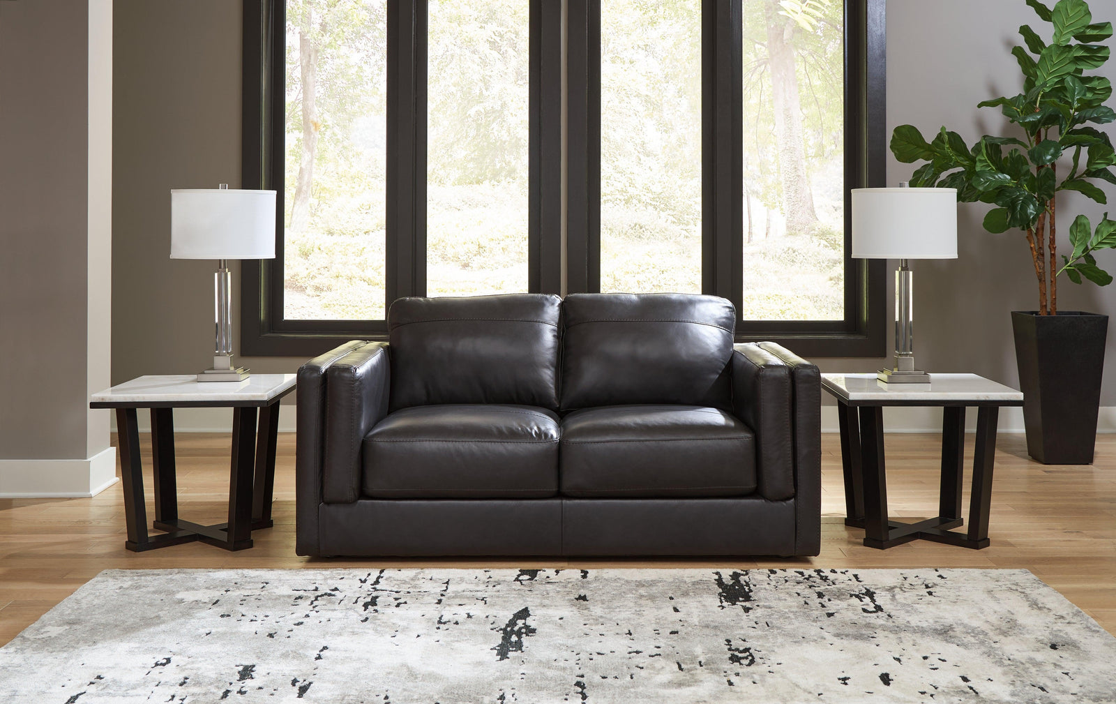 Amiata Onyx Leather Loveseat