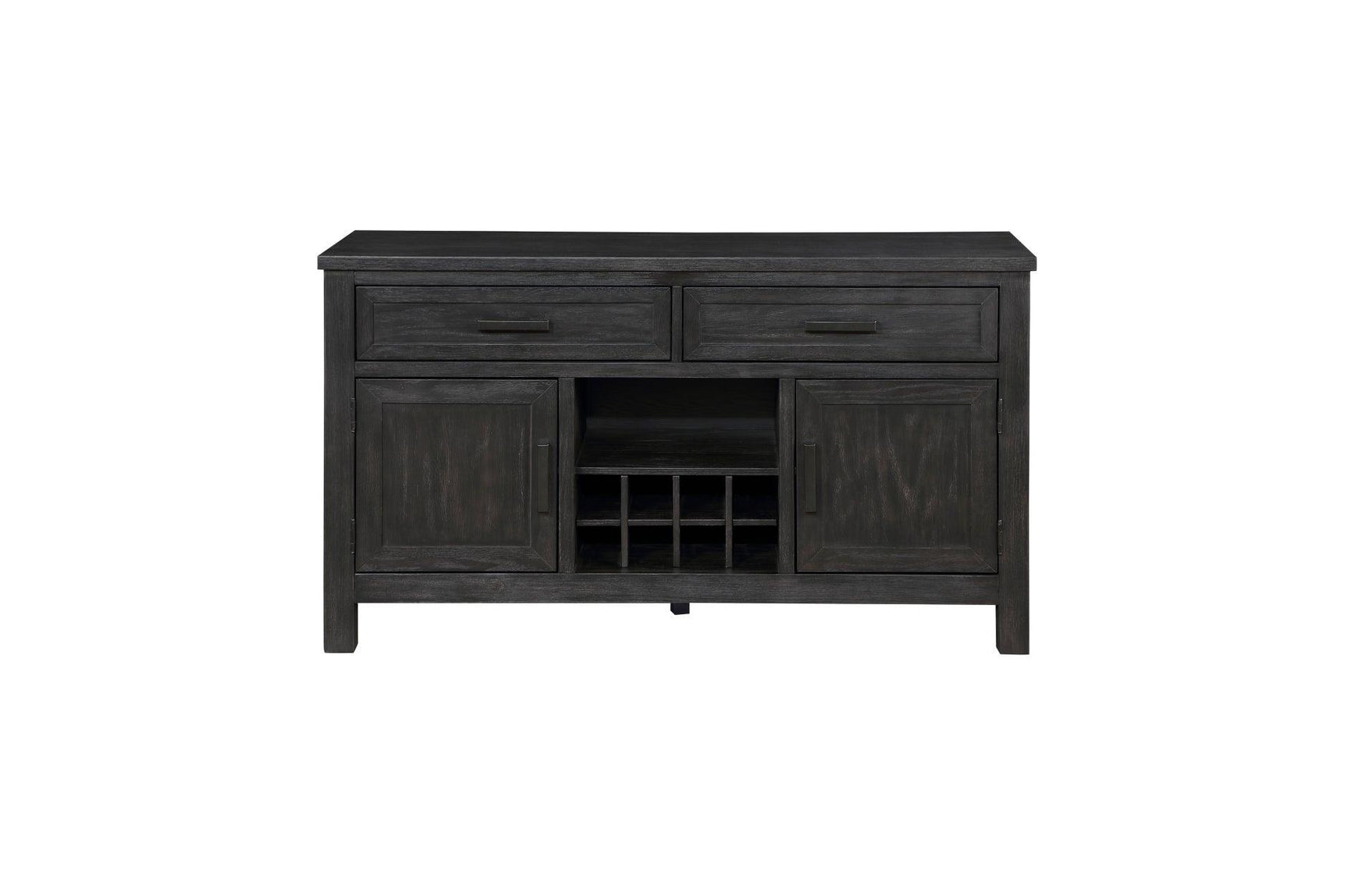 Orem Antique Black Modern Casual Solid Wood And Oak Veneers Gray Fabric Dining Room Set - Ella Furniture