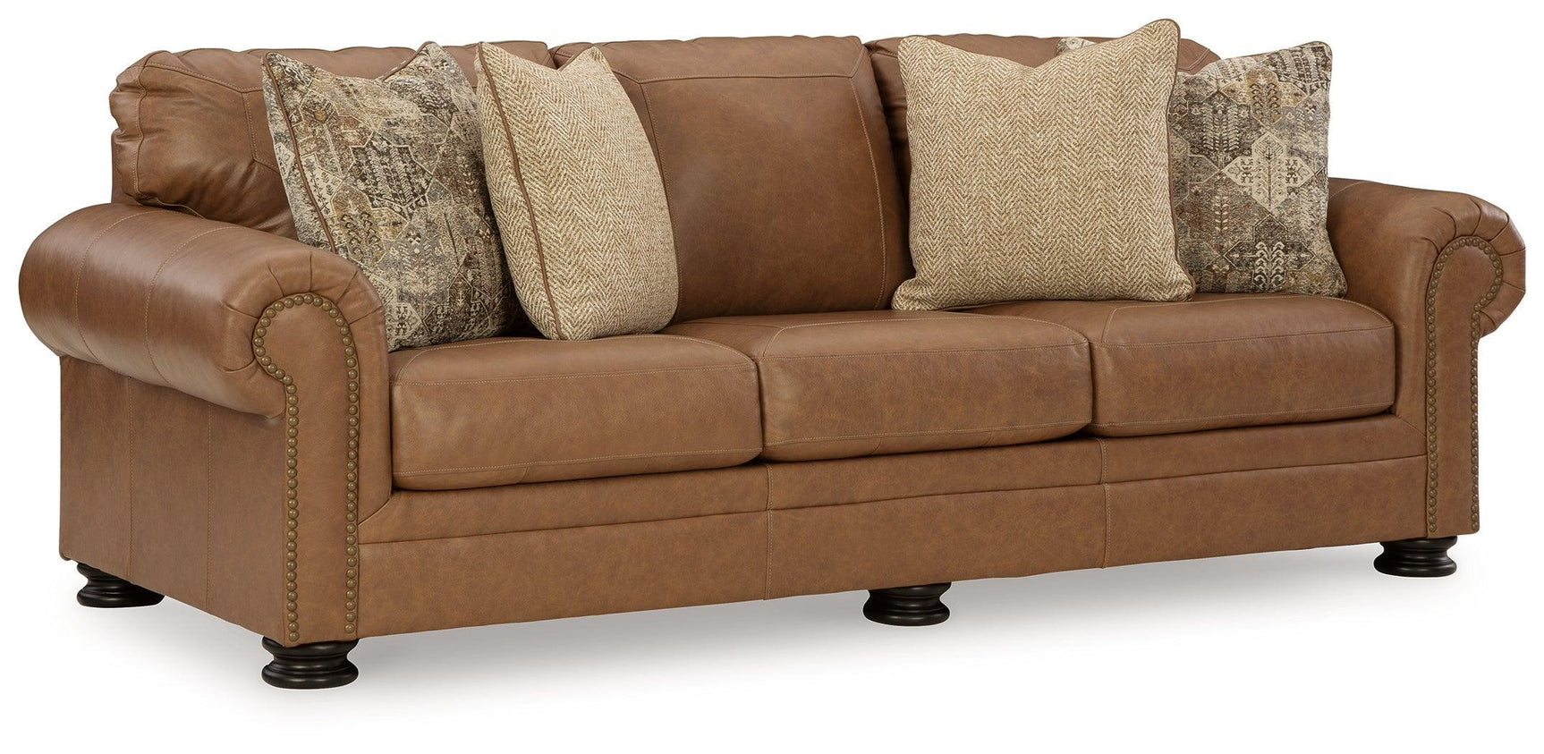 Carianna Caramel Leather Queen Sofa Sleeper - Ella Furniture