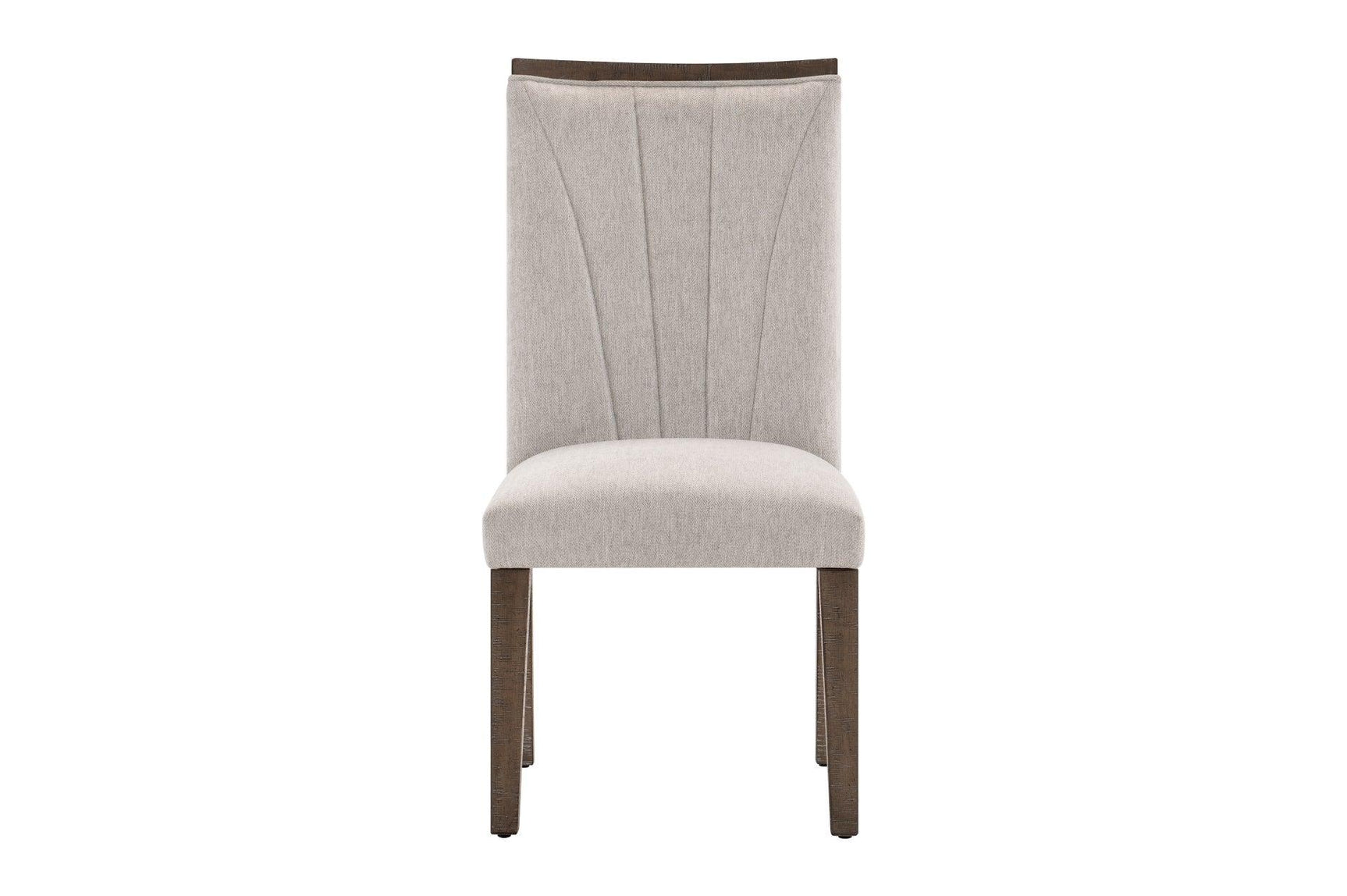 Brookings Brown Contemporary Acacia Veneer Solid Wood Beige Fabric Dining Room Set - Ella Furniture