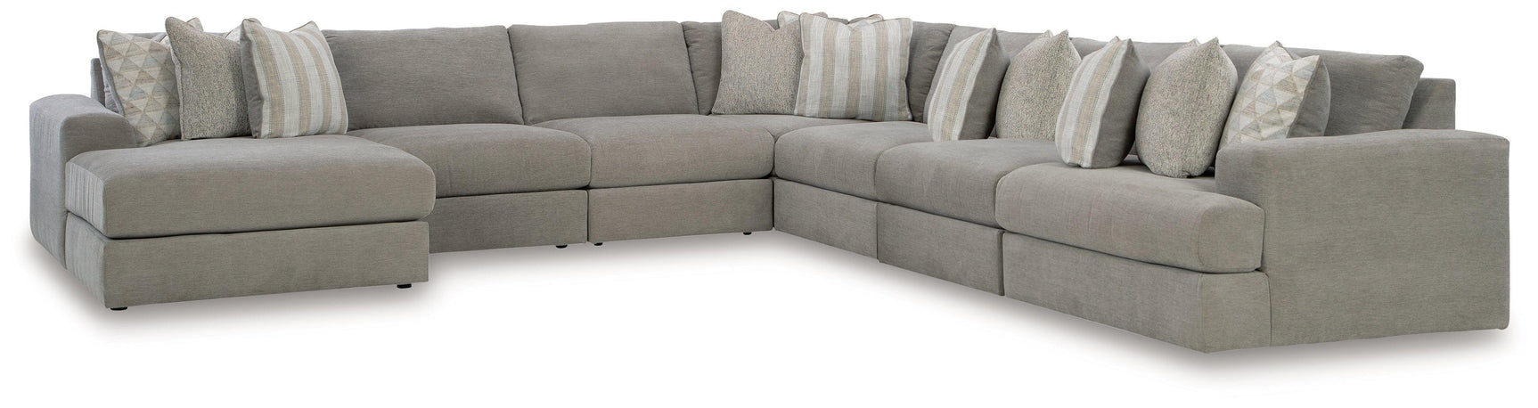 Avaliyah Ash Chenille 7-Piece Sectional With Chaise