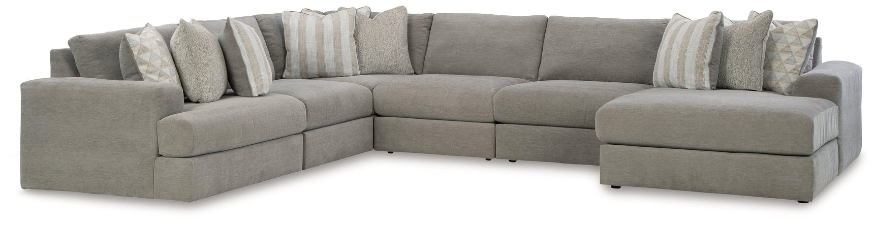 Avaliyah Ash Chenille 6-Piece Sectional With Chaise