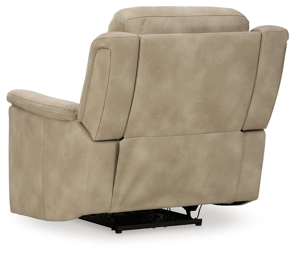 Next-gen Durapella Sand Microfiber Power Recliner - Ella Furniture