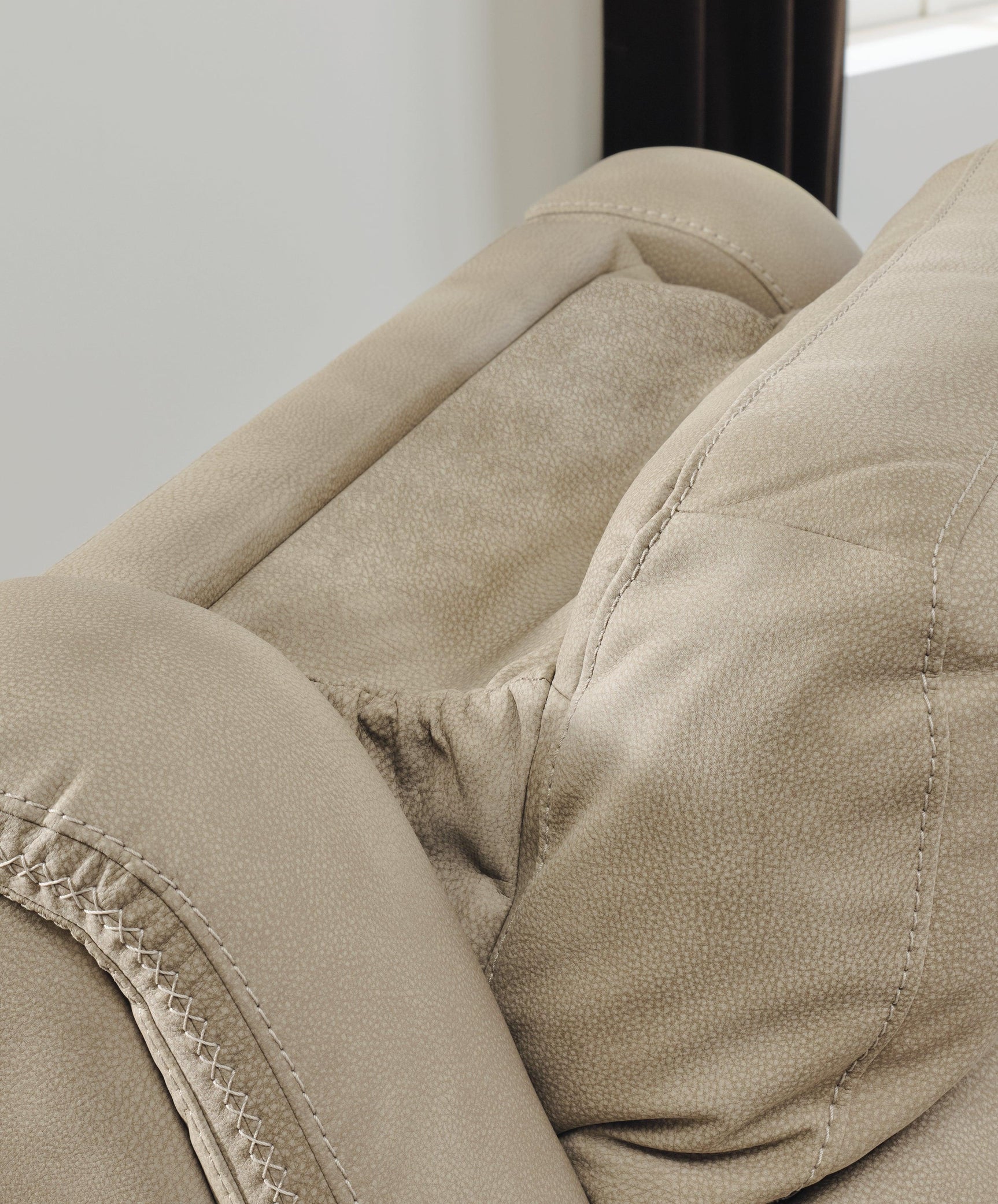Next-gen Durapella Sand Microfiber Power Recliner - Ella Furniture