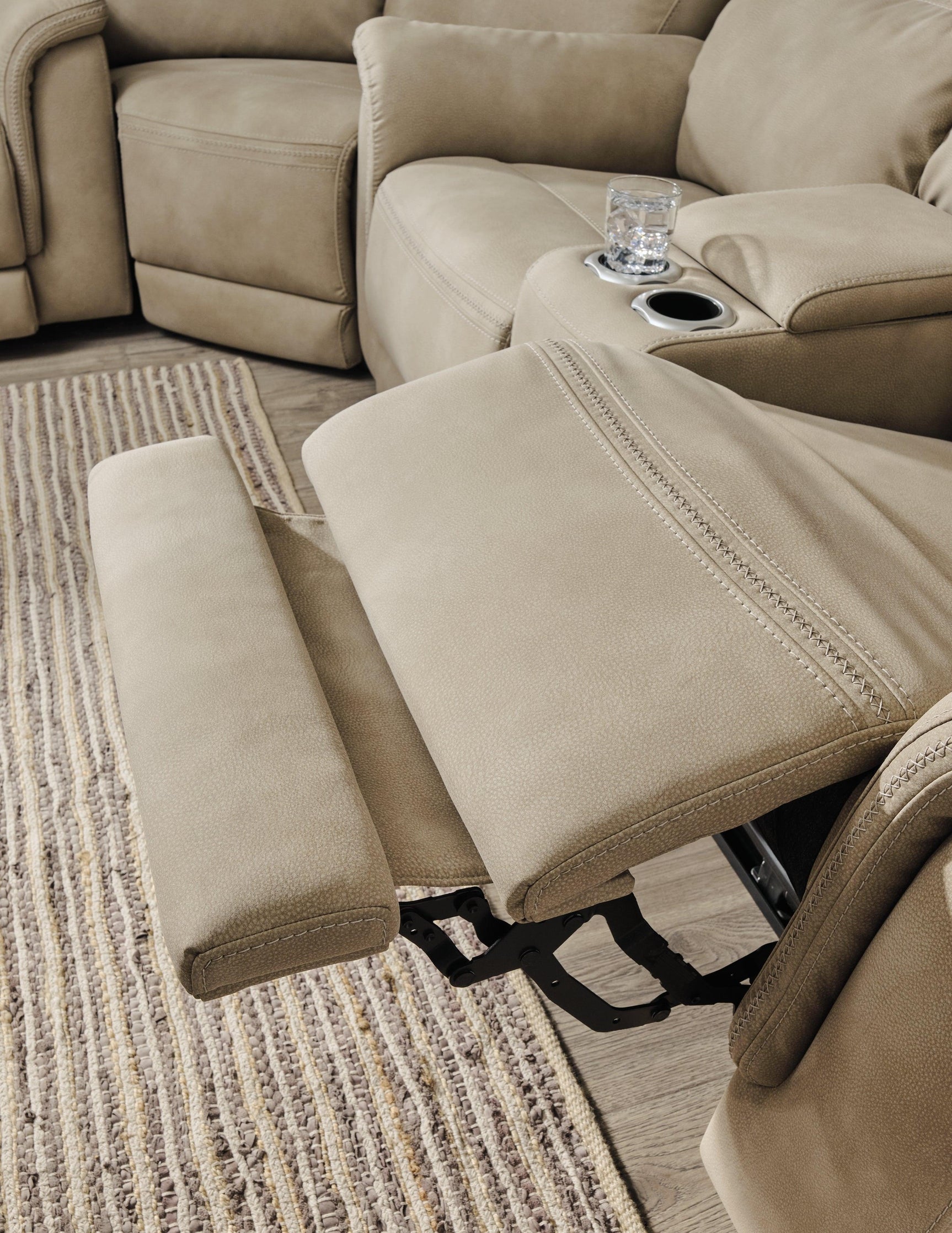 Next-gen Durapella Sand Microfiber Power Recliner - Ella Furniture