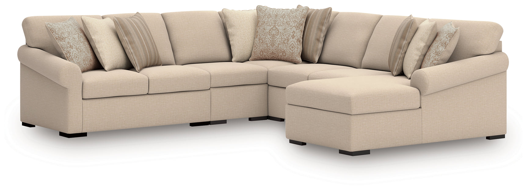 LadyMae Twill Performance Fabric,Next-Gen Nuvella™ 5-Piece Sectional with Chaise