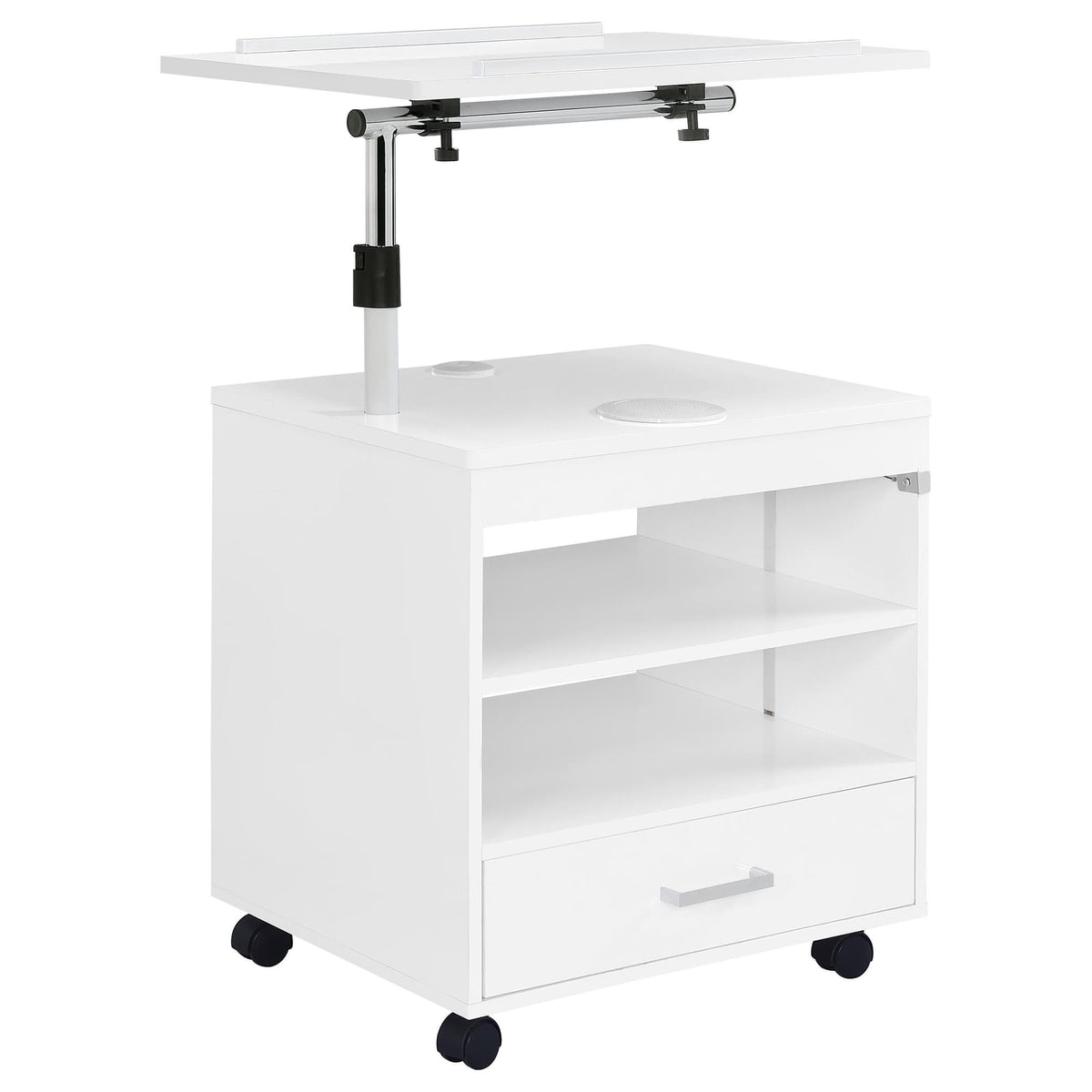 Lerma 1-Drawer Adjustable Tray Top Nightstand with Speaker White High Gloss — product view