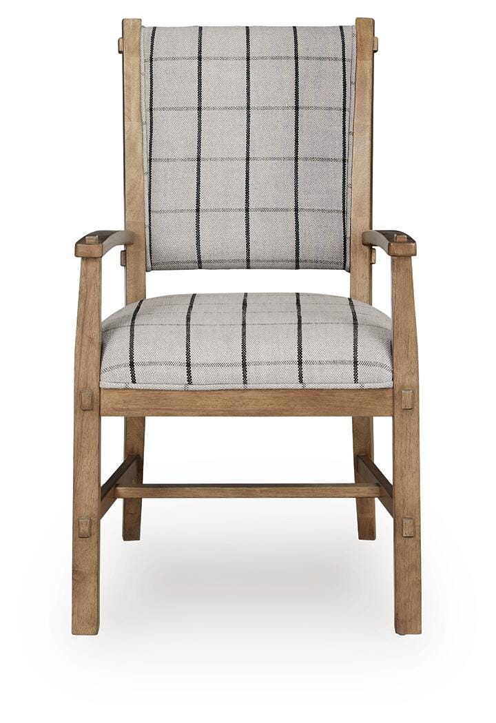 Ridgester Light Brown Next-Gen Nuvella™ Dining Arm Chair — front view