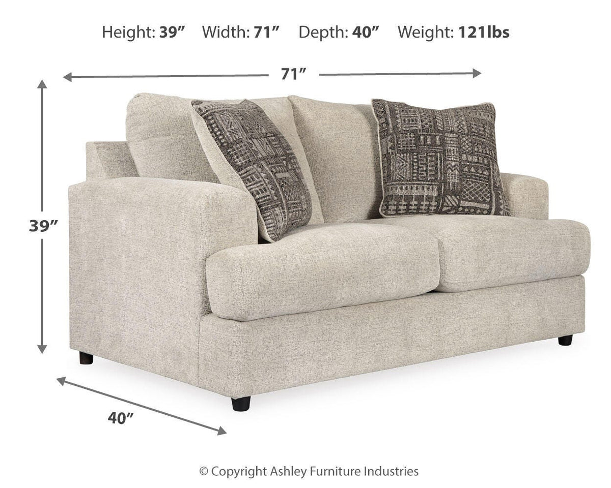 Soletren Stone Sofa, Loveseat and Chair Set — dimension illustration