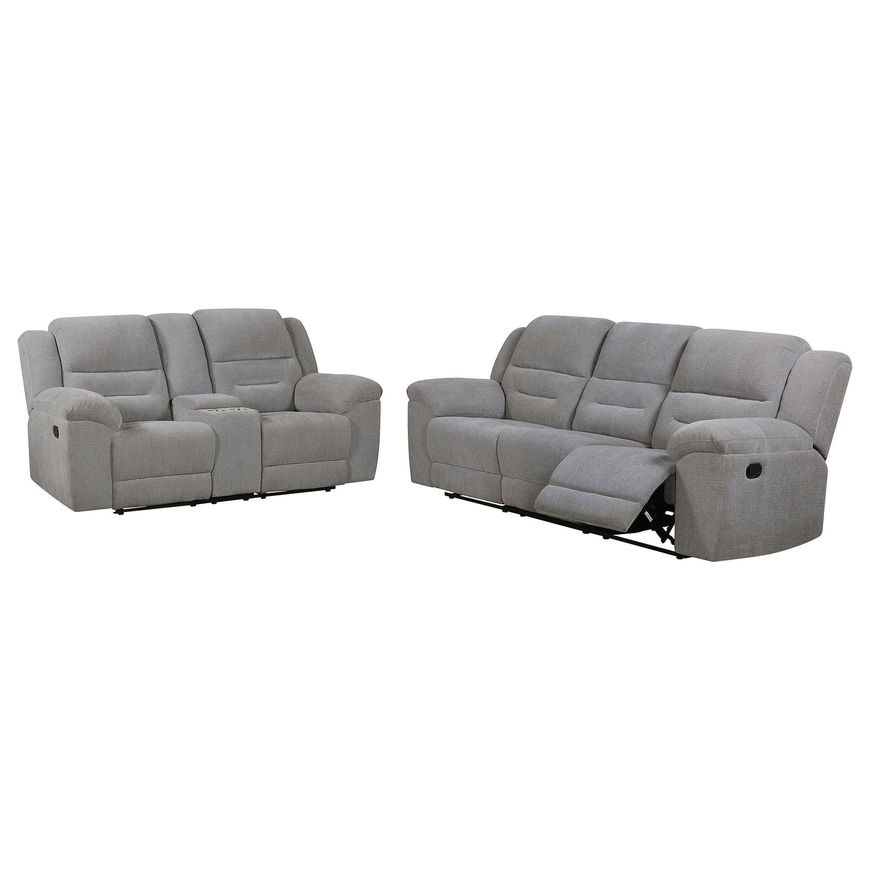 Grimm Gray Reclining Sofa Loveseat