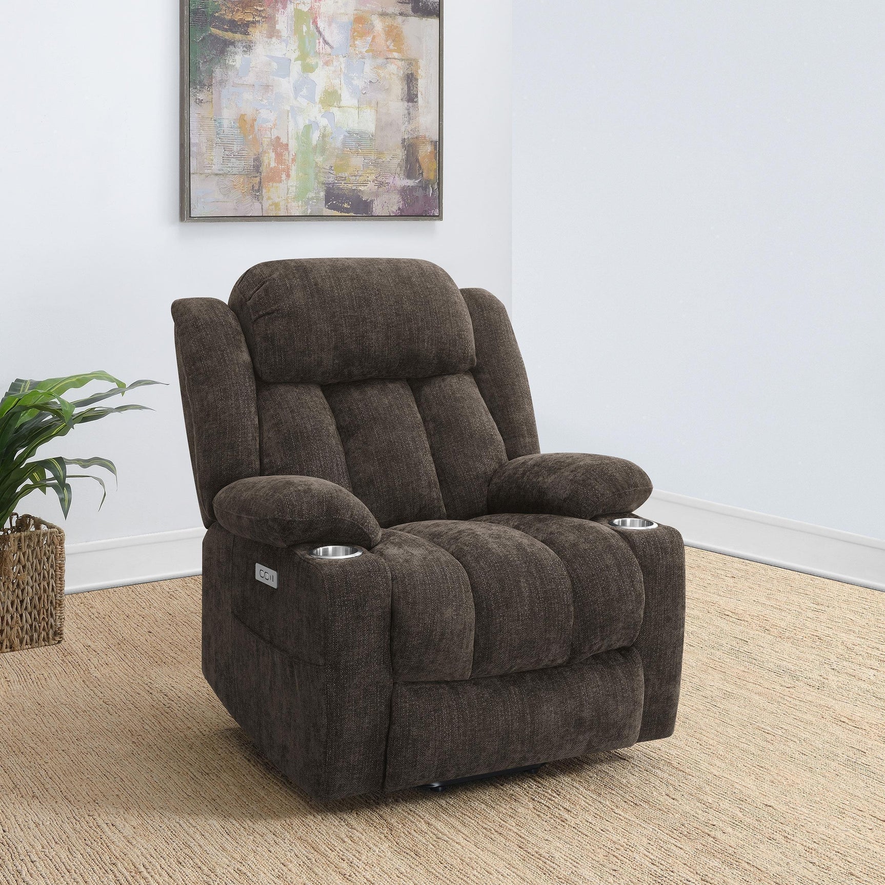 Houston Upholstered Power Lift Recliner Chair Dark Brown 603233P