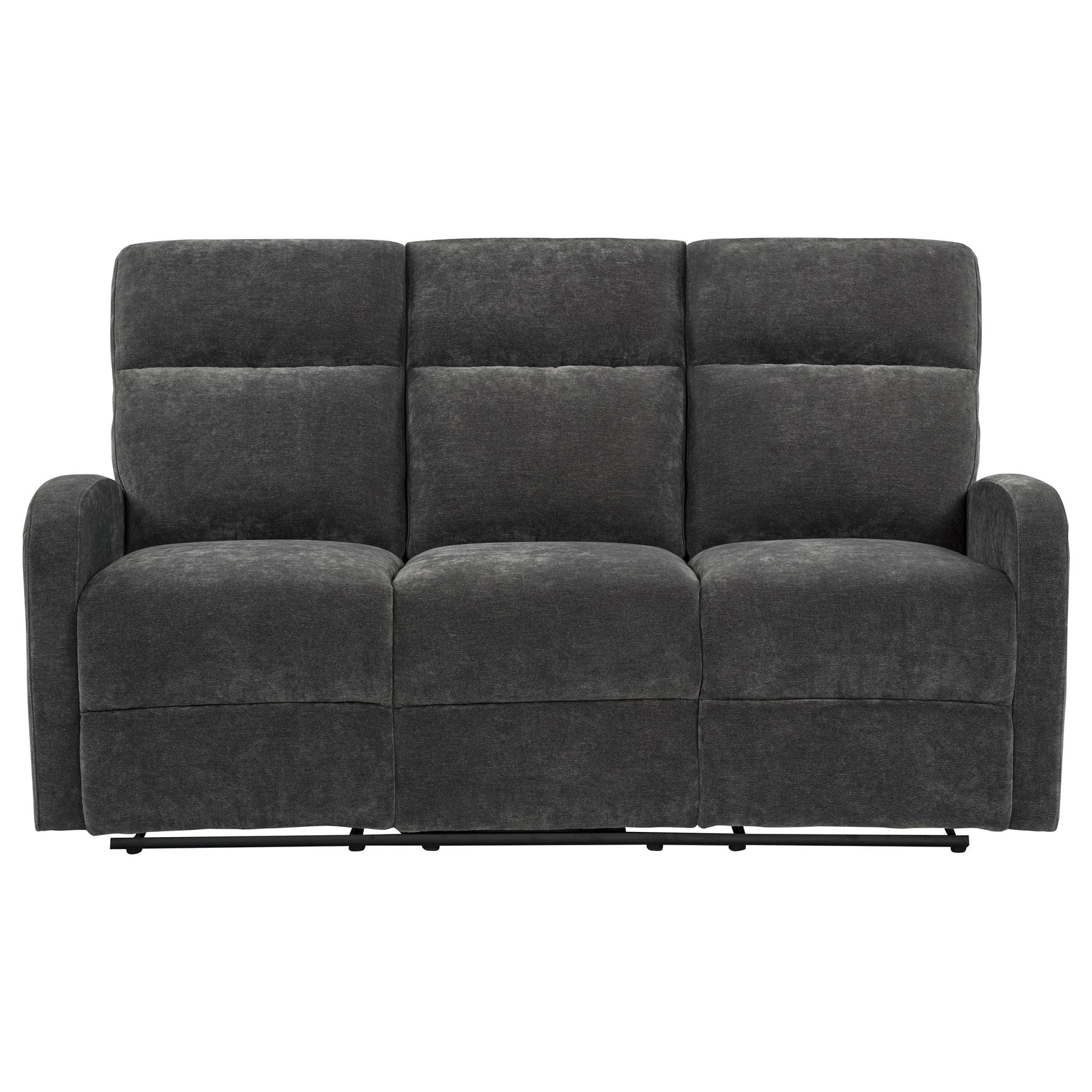 Hamilton Chenille Upholstered Manual Reclining Sofa Charcoal Grey
