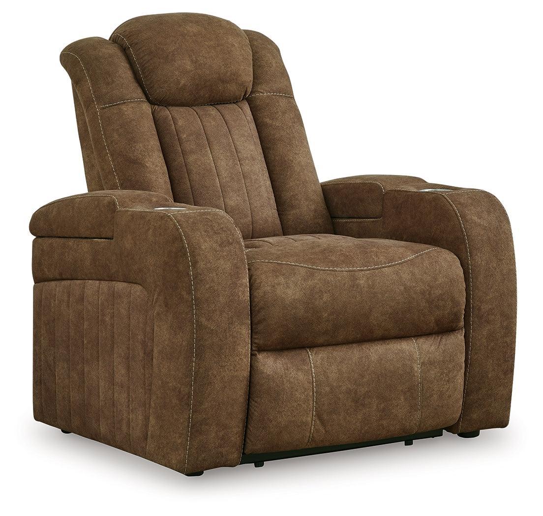 Wolfridge Brindle Faux Leather Power Recliner - Ella Furniture