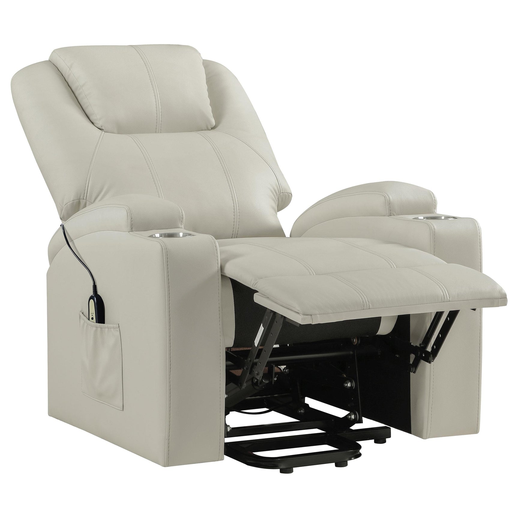 Armstrong Upholstered Power Lift Massage Recliner Ivory