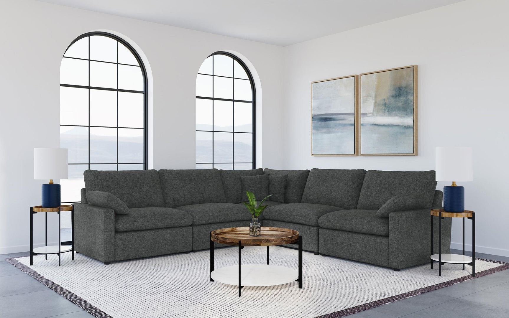 Collins 5-Piece Modular Power Reclining Sectional Dark Grey