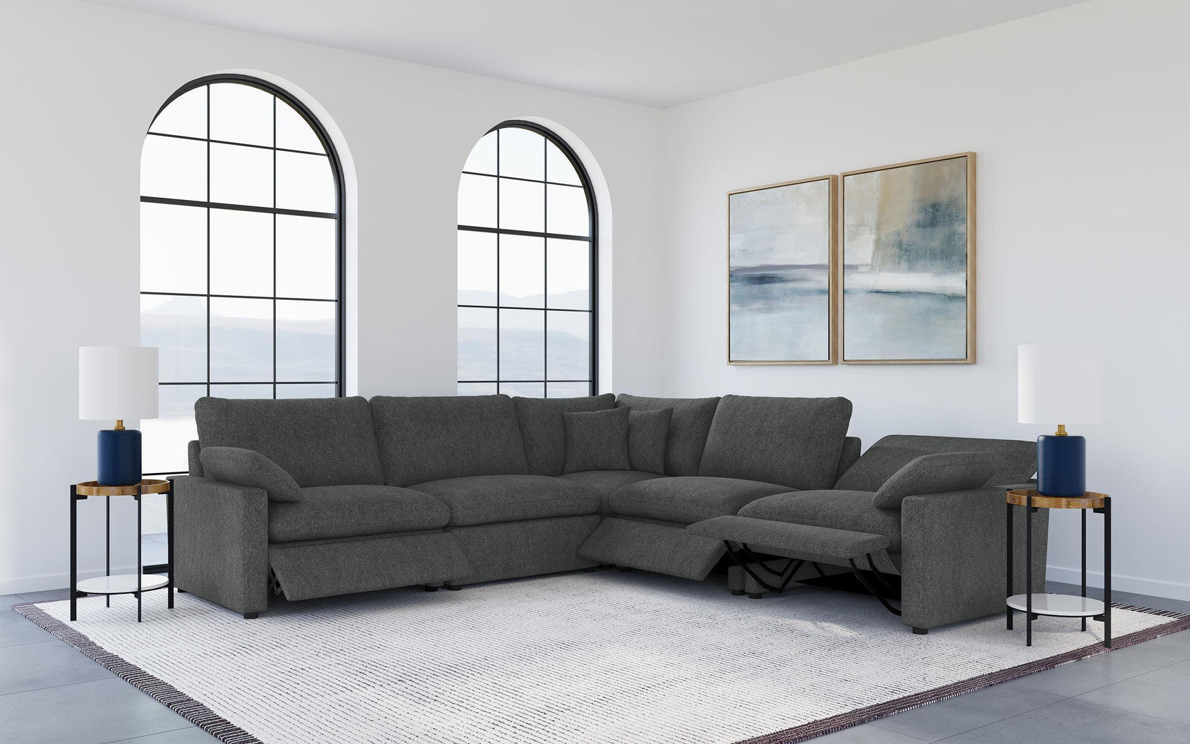 Collins 5-Piece Modular Power Reclining Sectional Dark Grey
