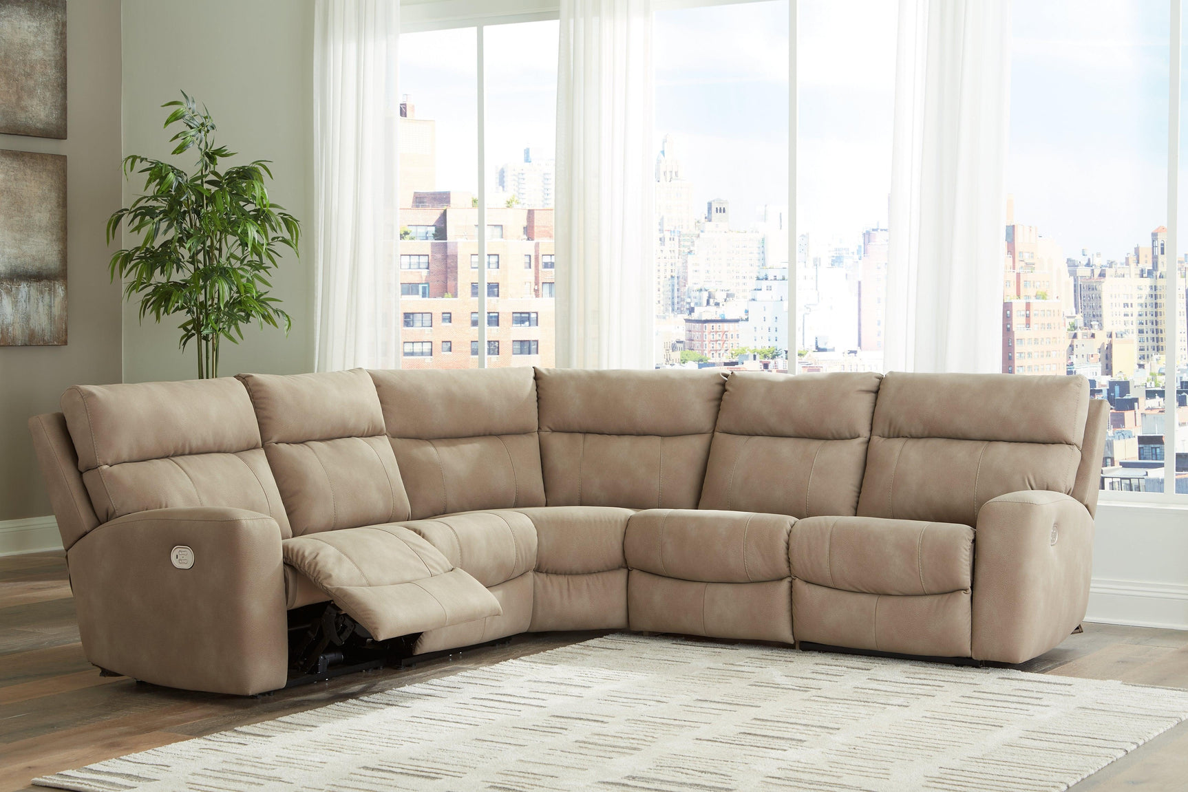 Next-Gen Durapella Sand 5-Piece Power Reclining Sectional