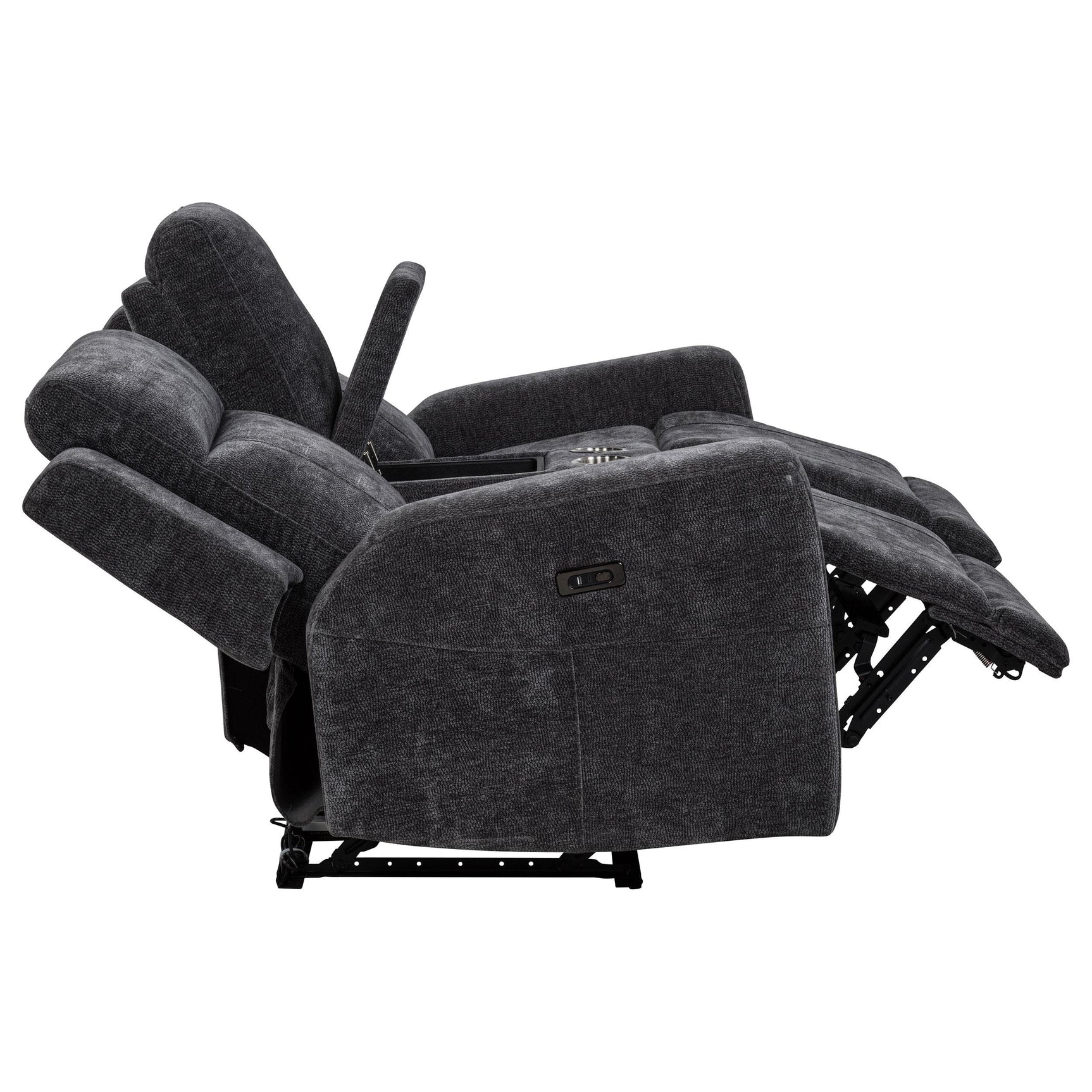 Kennett Chenille Upholstered Power Reclining Loveseat Grey