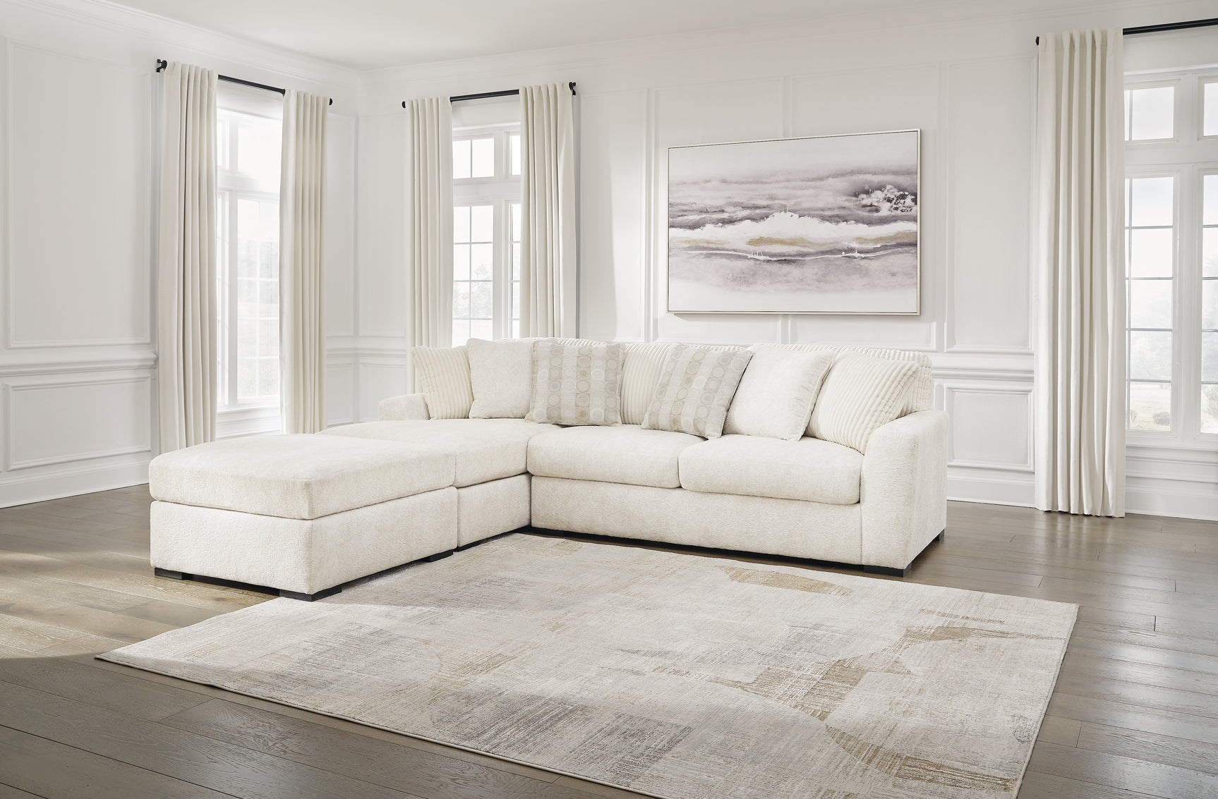 Chessington Ivory 2-Piece Sectional with Ottoman