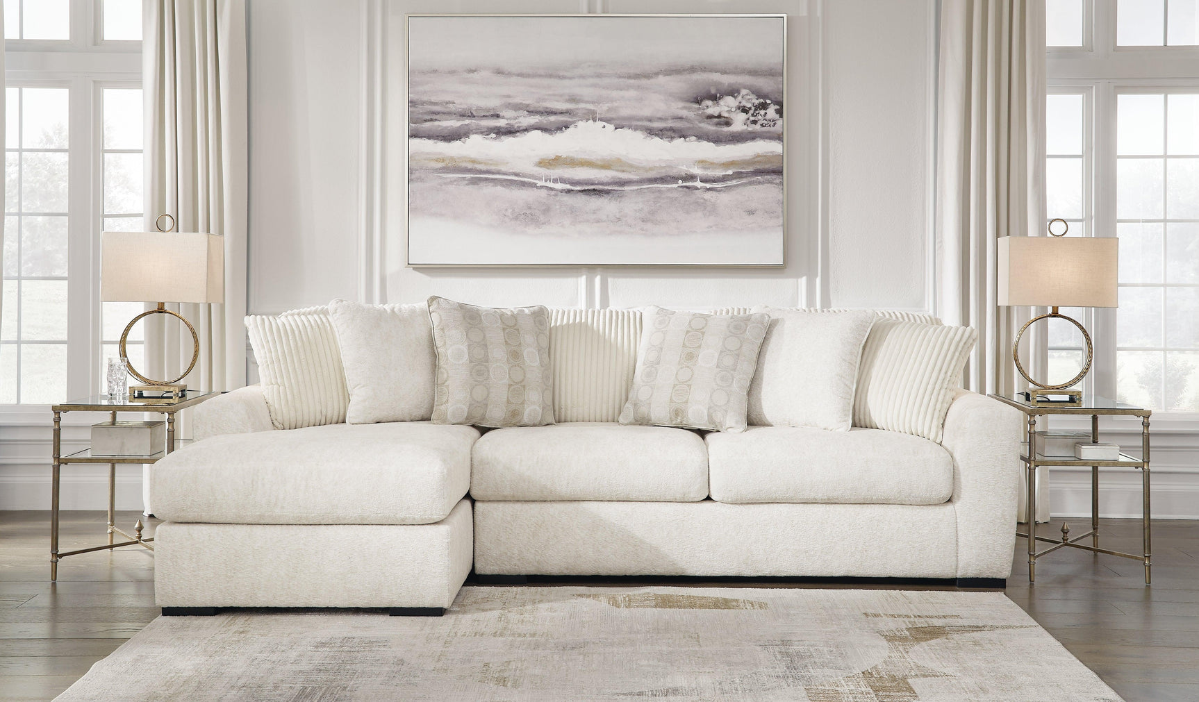 Chessington Ivory 2-Piece Sectional With Chaise - Ella Furniture