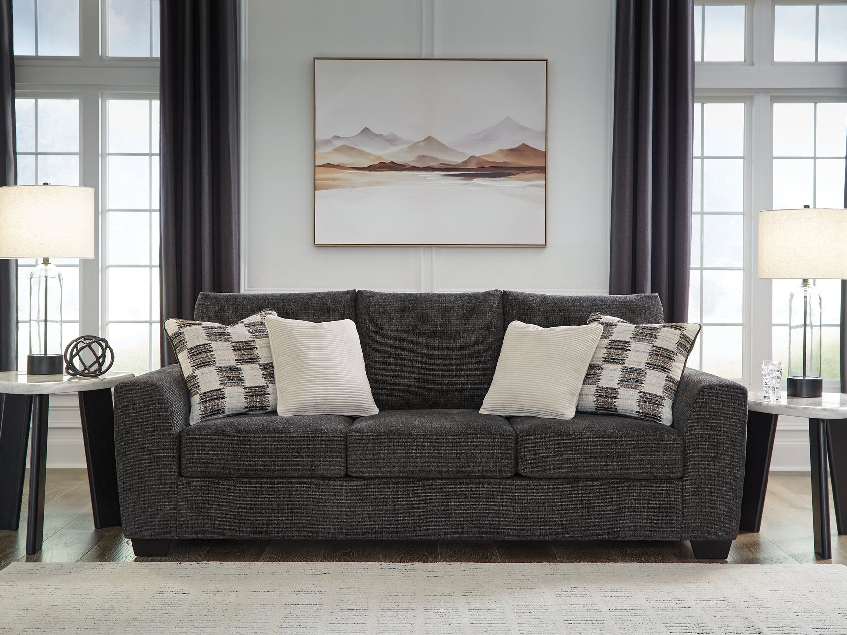 Loreo Ebony Chenille Queen Sofa Sleeper