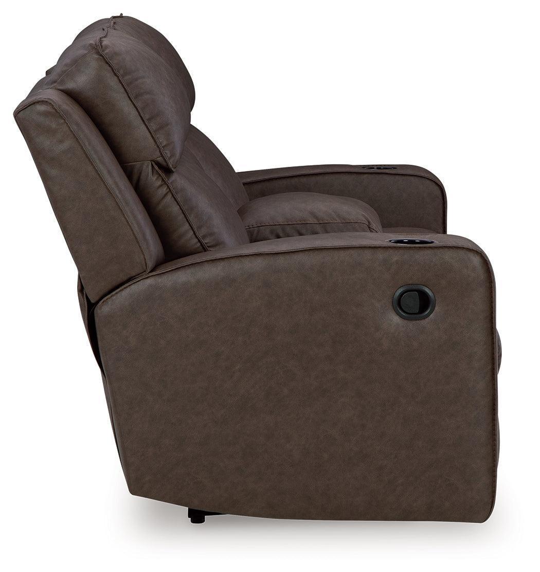 Lavenhorne Granite Faux Leather Reclining Loveseat with Center Console