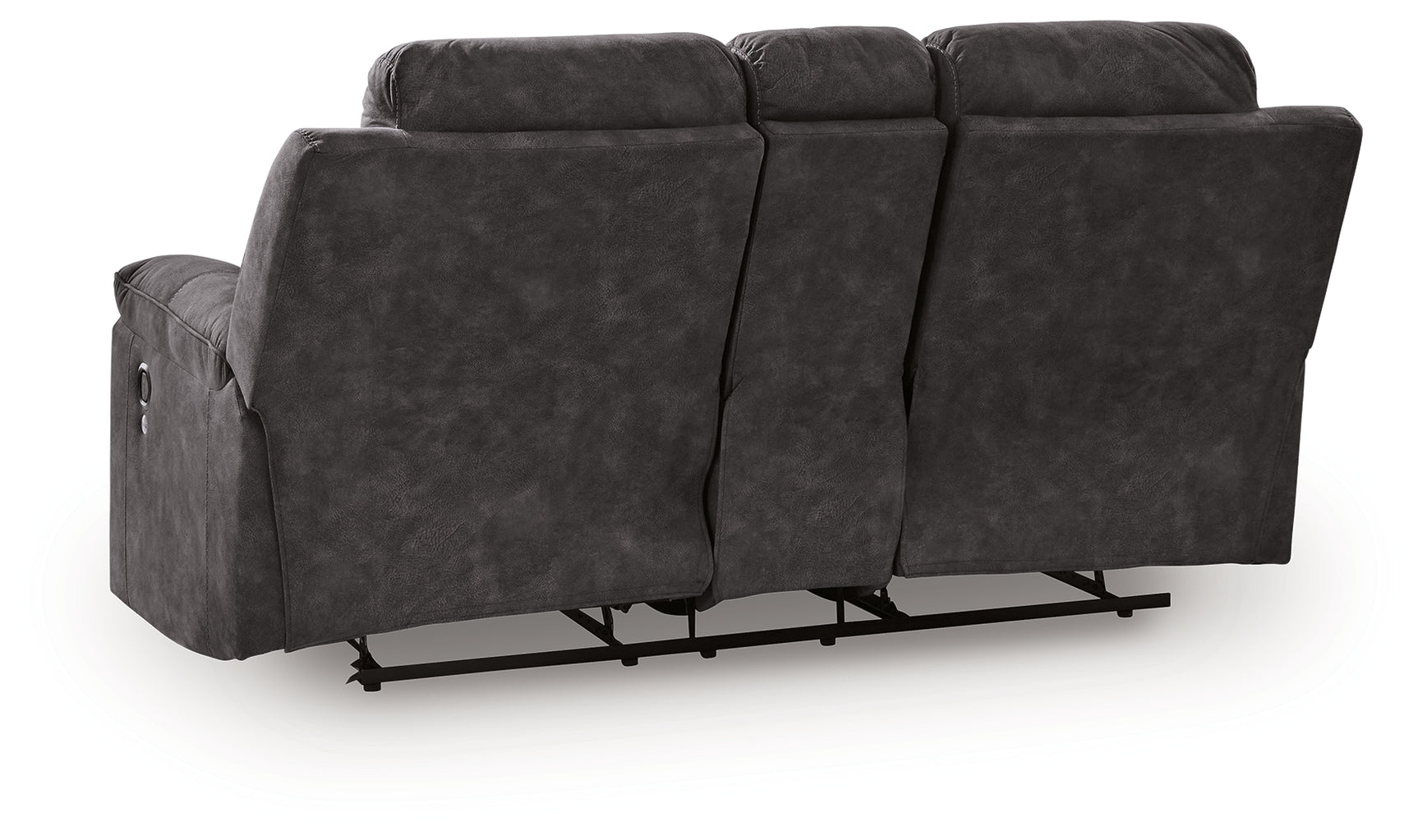 Brysonview Charcoal Faux Leather Reclining Loveseat with Console