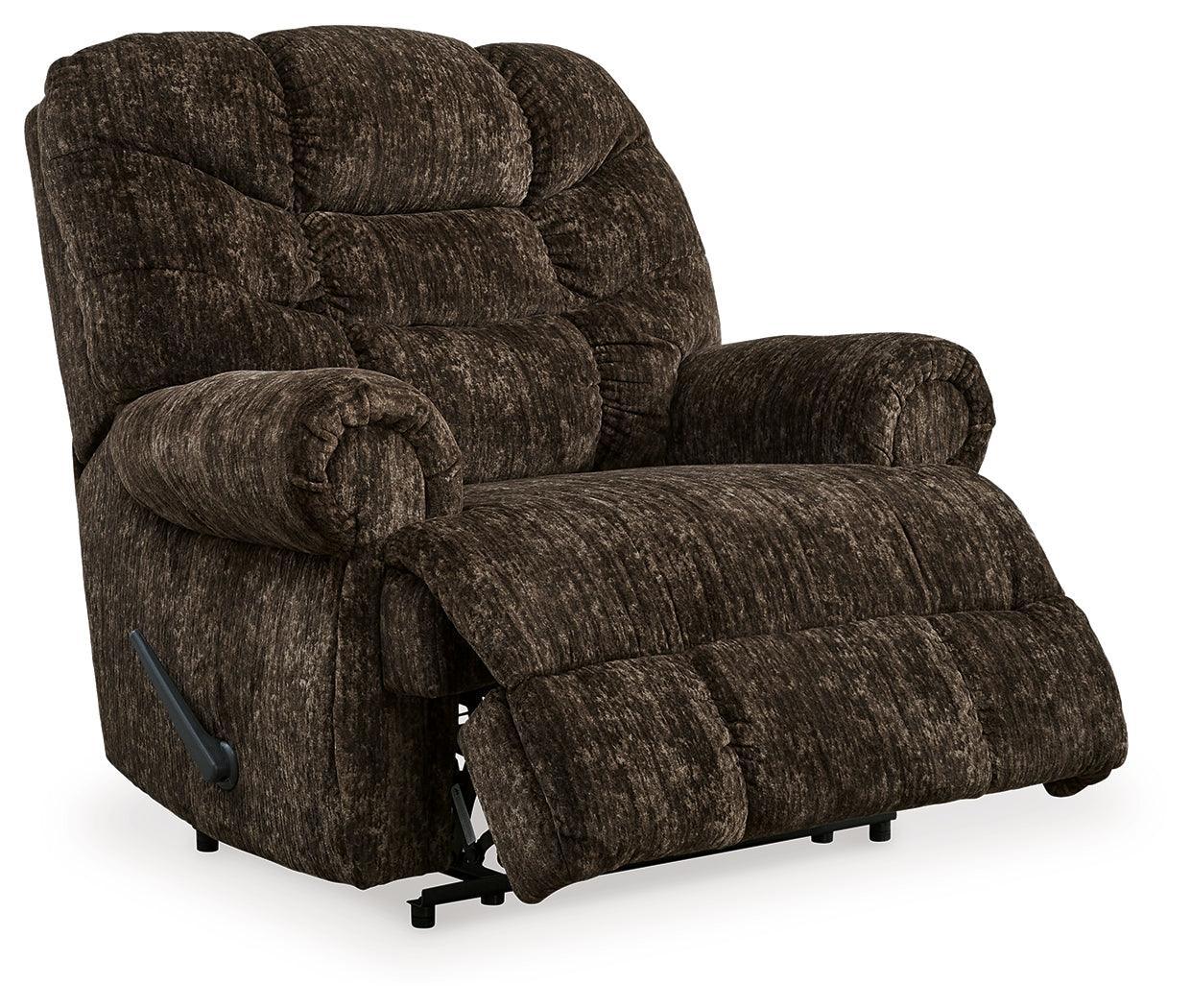 Movie Man Chocolate Velvet Recliner - Ella Furniture