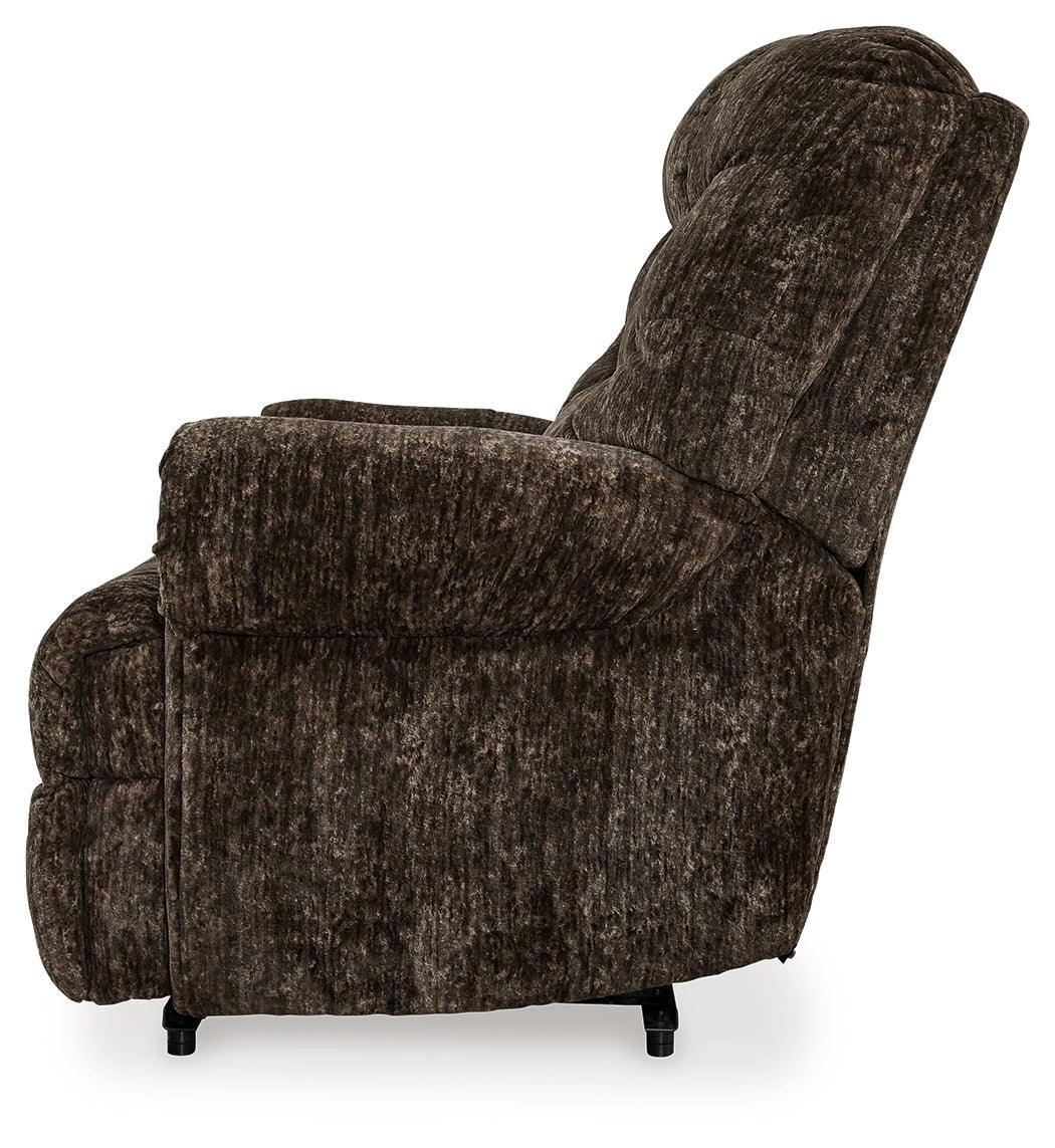 Movie Man Chocolate Velvet Recliner - Ella Furniture