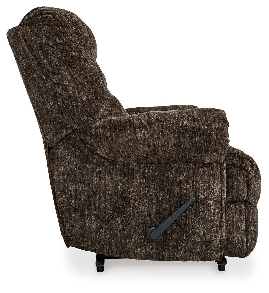 Movie Man Chocolate Velvet Recliner - Ella Furniture