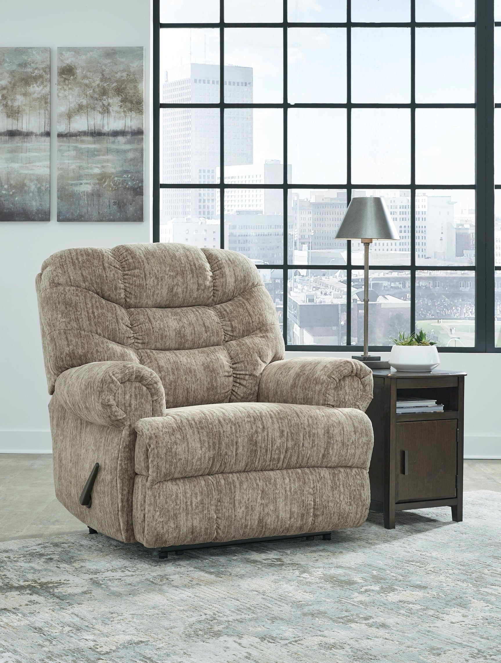 Movie Man Taupe Velvet Recliner