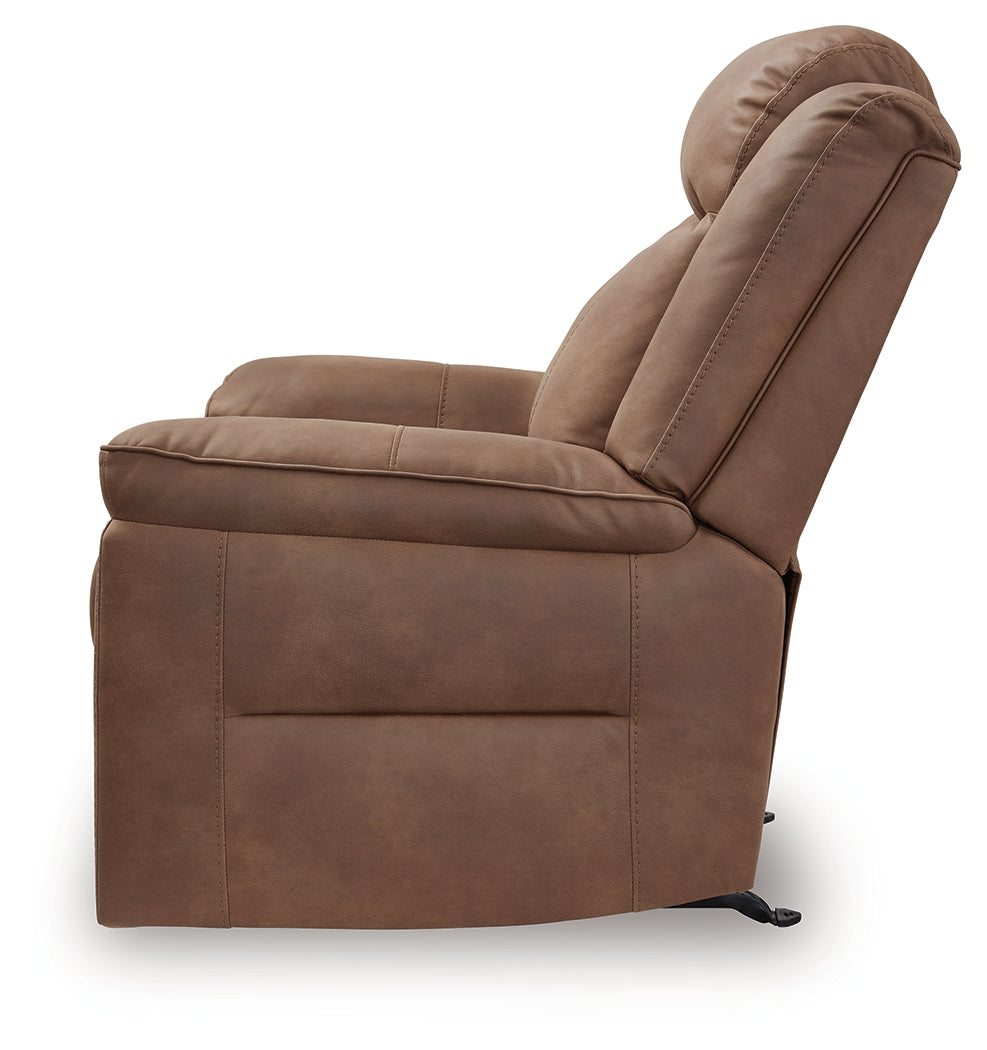 Status Check Caramel Faux Leather Recliner