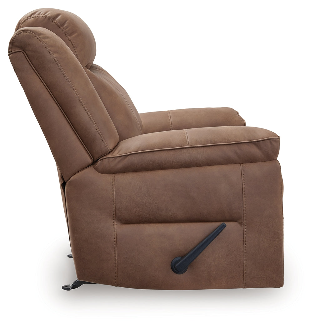Status Check Caramel Faux Leather Recliner