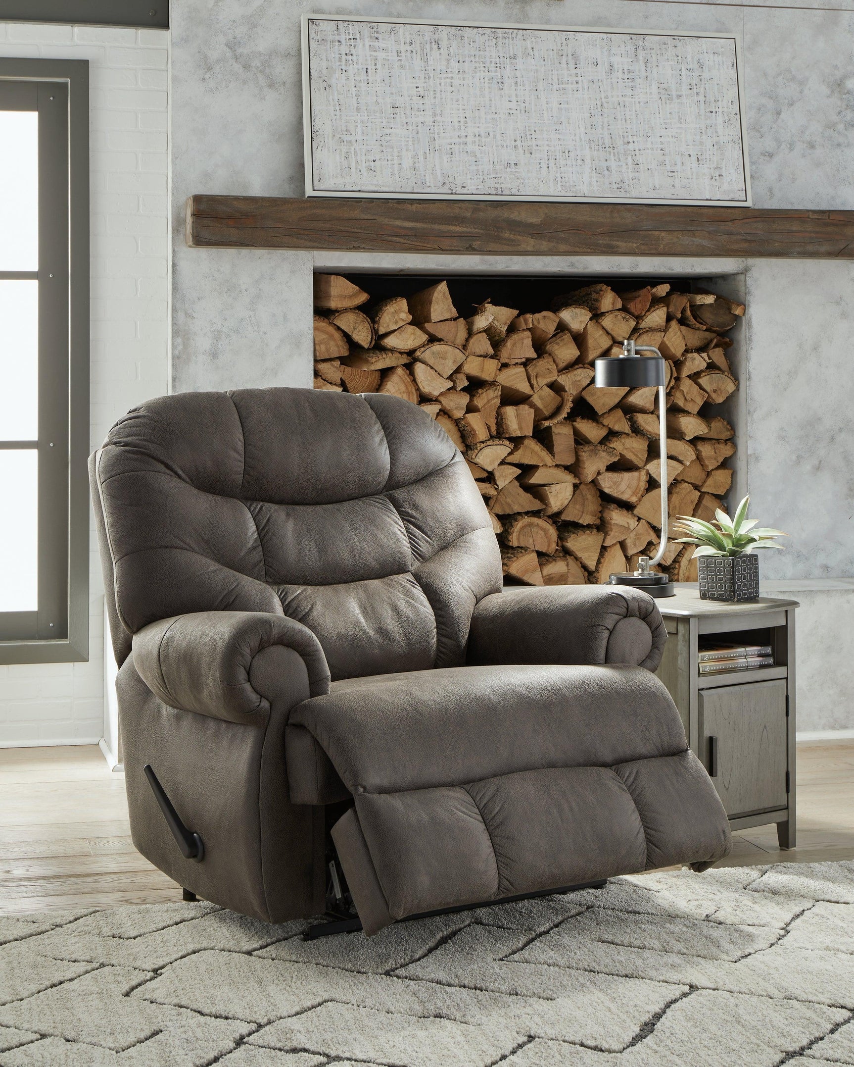 Camera Time Gunmetal Faux Leather Recliner