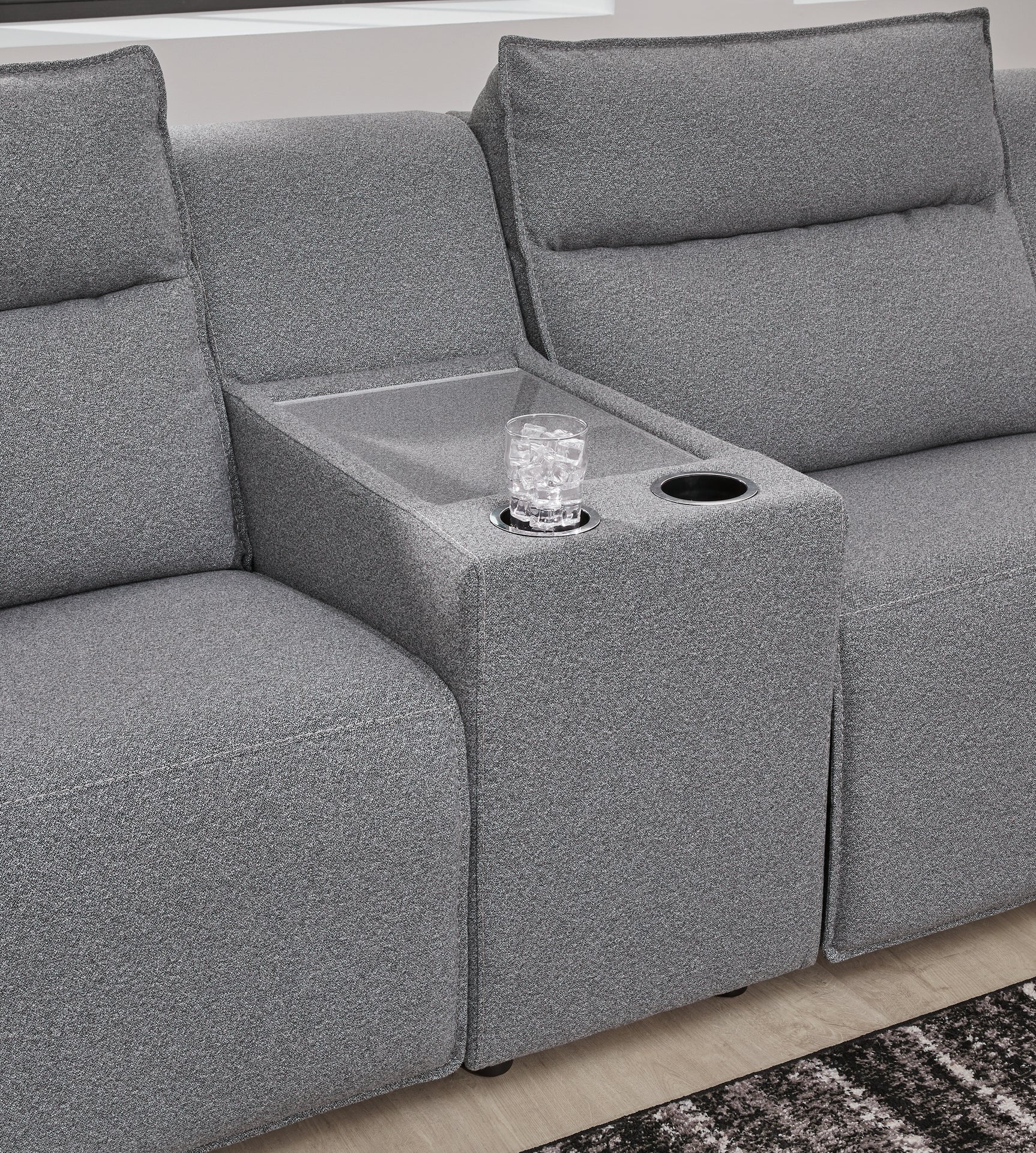 Modmax II Salt and Pepper Next-Gen Nuvella™ 3-Piece Power Reclining Sectional with Console