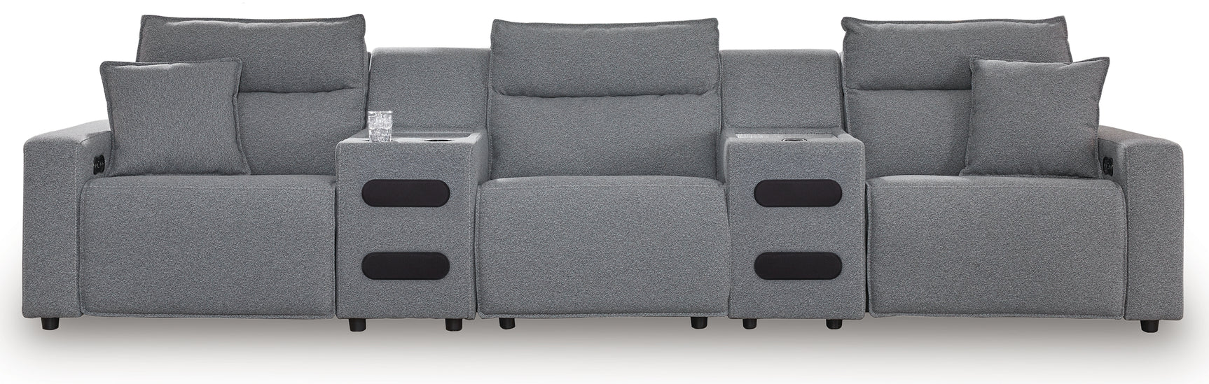 Modmax II Salt and Pepper Next-Gen Nuvella™ 5-Piece Power Reclining Sectional with Audio Consoles