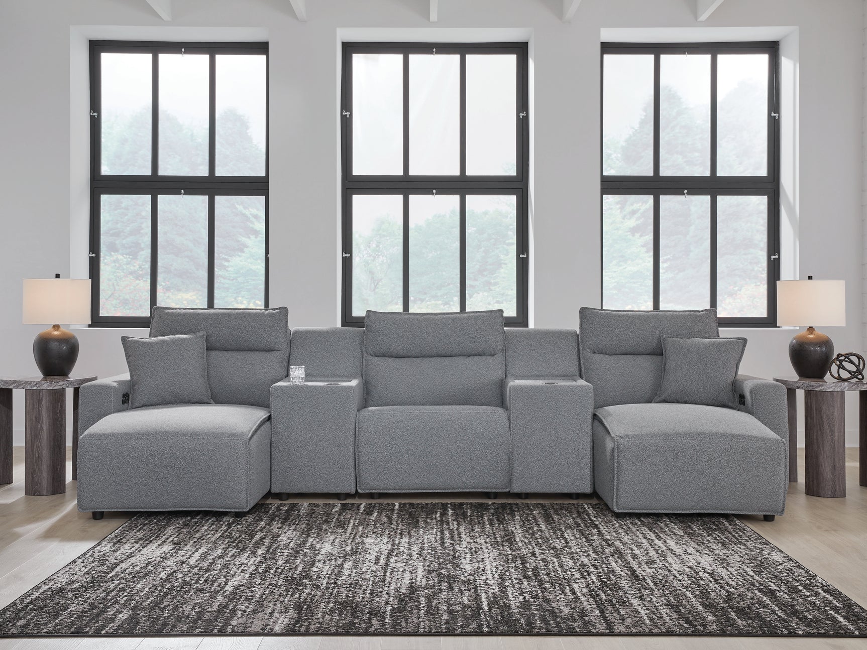 Modmax Salt and Pepper Next-Gen Nuvella™ 5-Piece Power Reclining Sectional with Chaise