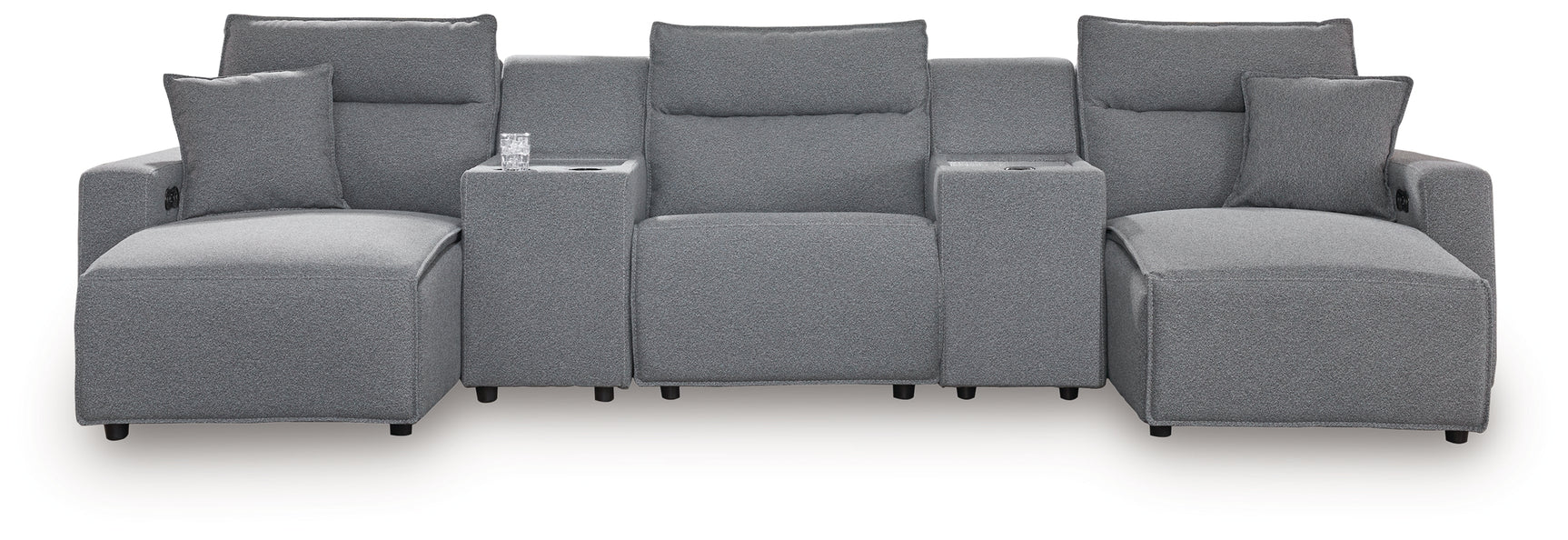 Modmax Salt and Pepper Next-Gen Nuvella™ 5-Piece Power Reclining Sectional with Chaise