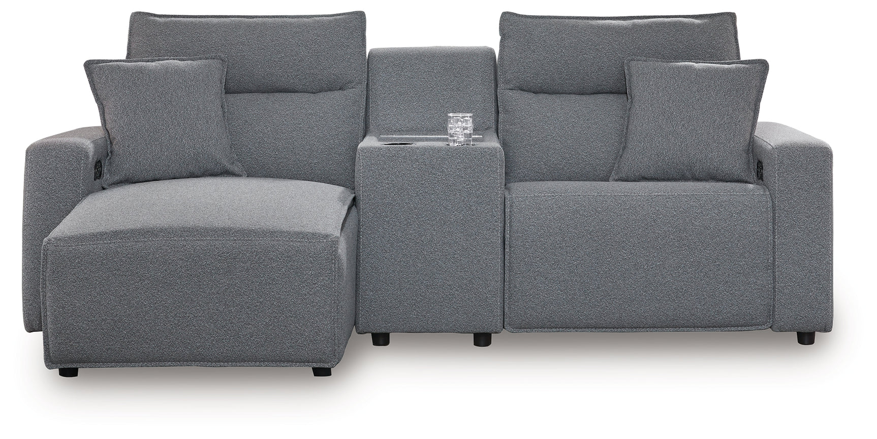 Modmax II Salt and Pepper Next-Gen Nuvella™ 3-Piece Power Reclining Sectional with Chaise and Console
