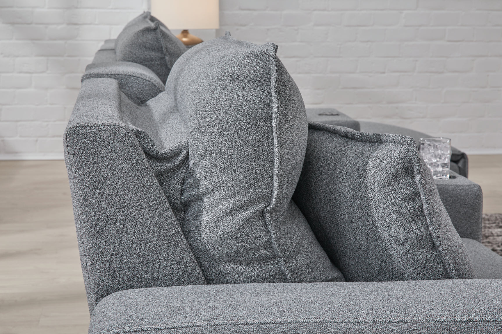 Modmax Salt and Pepper Next-Gen Nuvella™ 5-Piece Power Reclining Sectional with Chaise