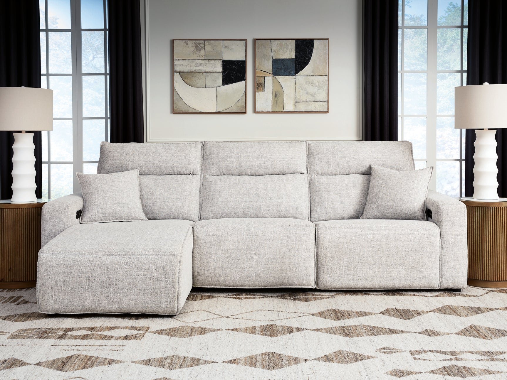 Modmax II Stone 3-Piece Reclining Sofa Chaise