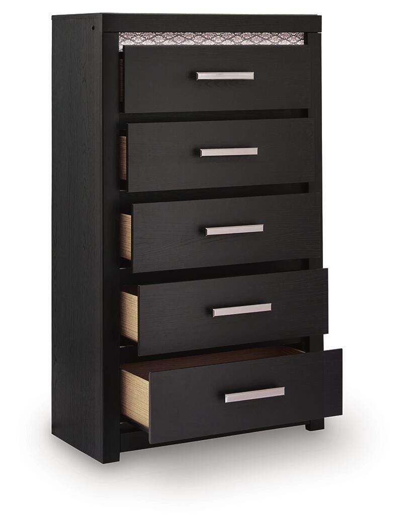Brizmore Black Chest of Drawers — angled view