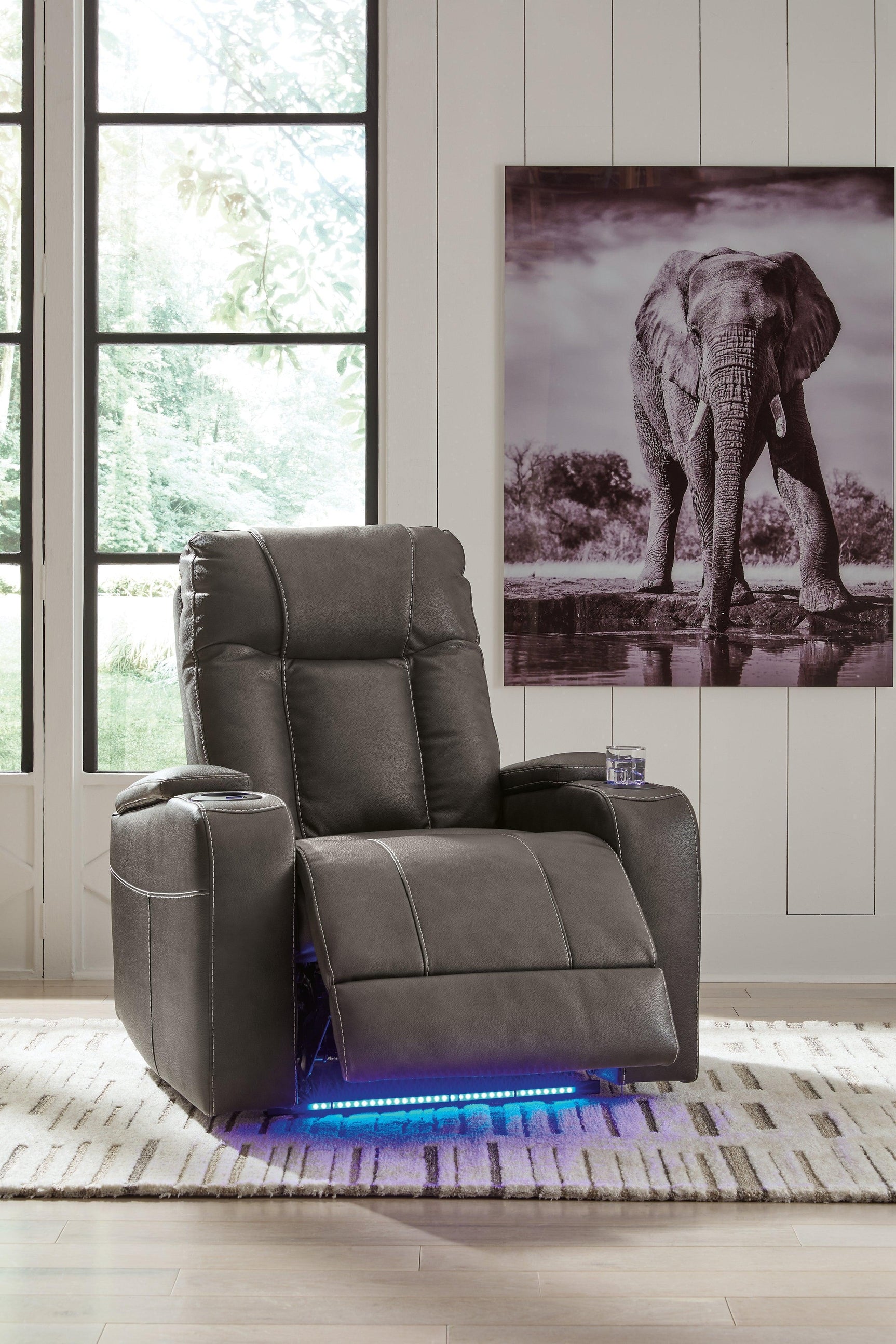 Feazada Shadow Faux Leather Power Recliner