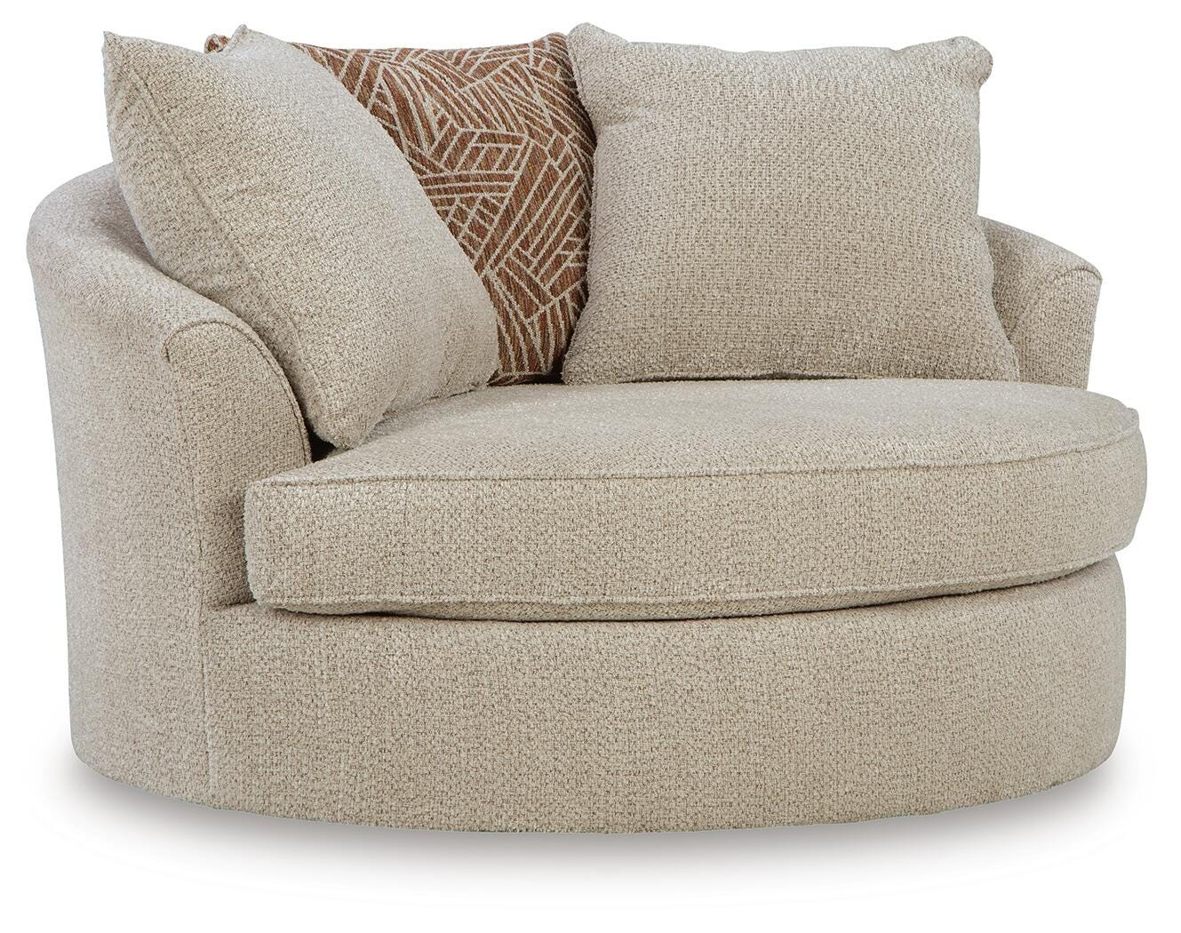 Steelwater Retreat Latte Chenille Oversized Swivel Accent Chair angled view