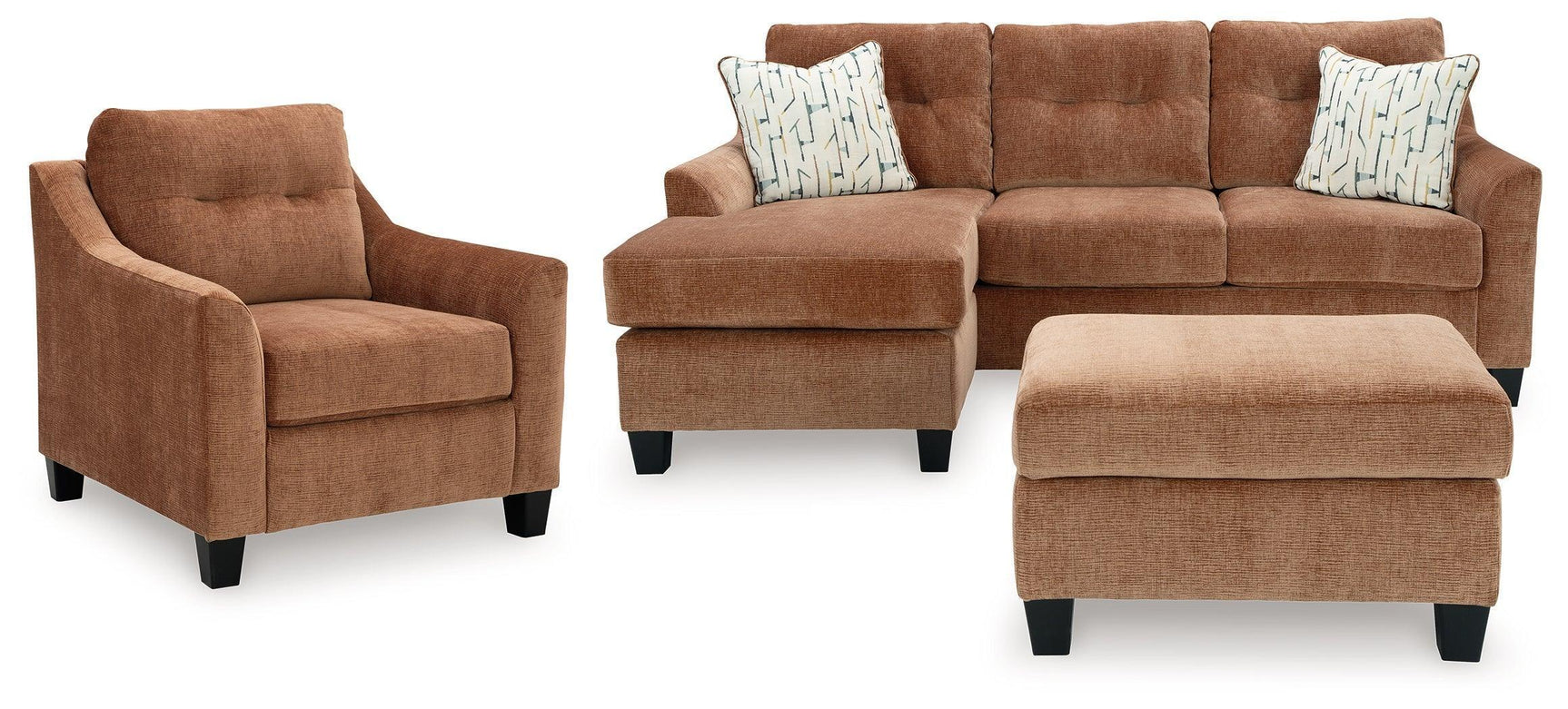Amity Clay Bay Sofa Chaise, Chair, and Ottoman