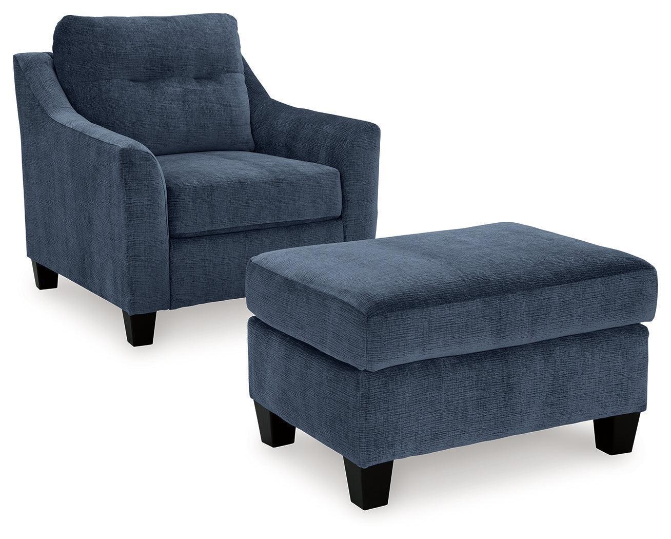 Amity Ink Bay Chair And Ottoman