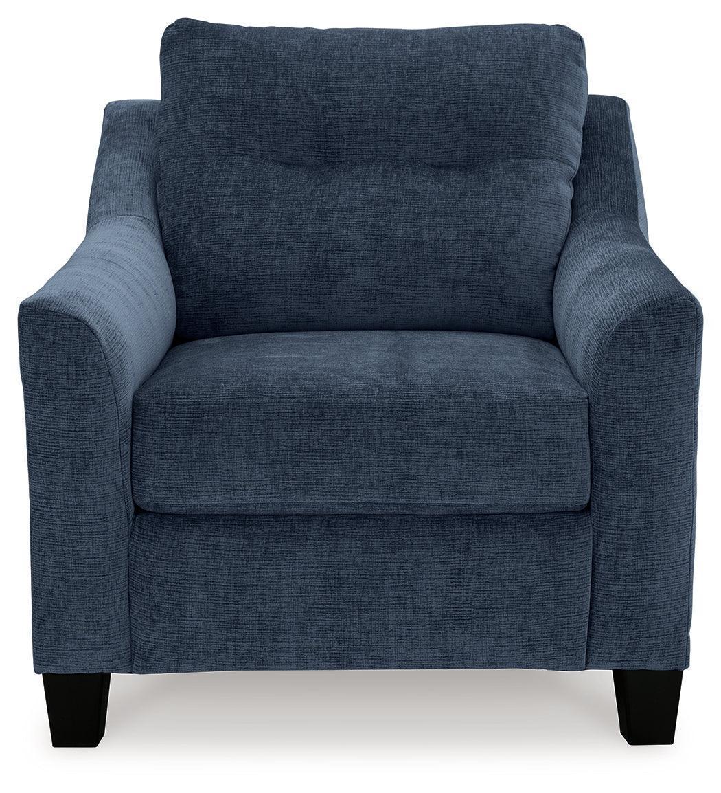 Amity Ink Bay Sofa Chaise, Chair, and Ottoman